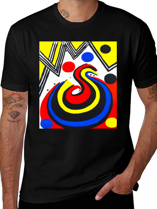 Abstract Art Graphic Print Tee - Black
