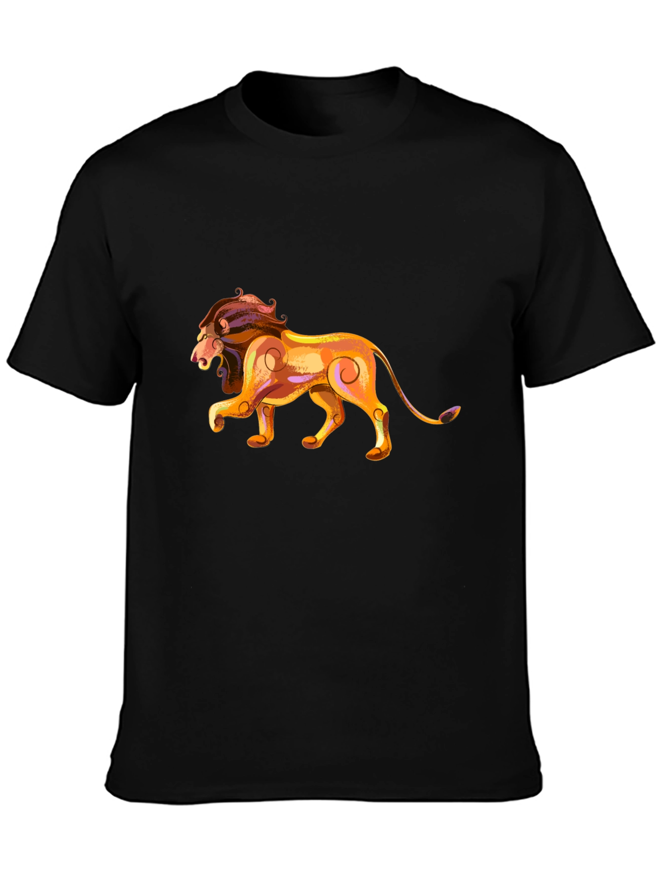 Lion Graphic Black Tee - Zodiac Style