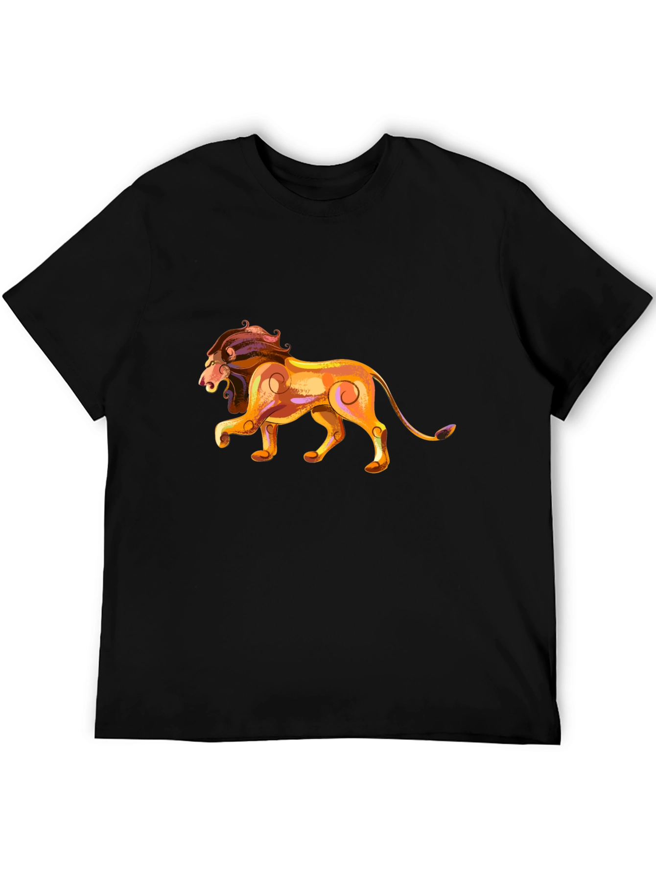 Lion Graphic Black Tee - Zodiac Style