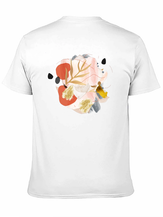 Abstract Art Graphic Tee - Black Cotton Blend Casual Top
