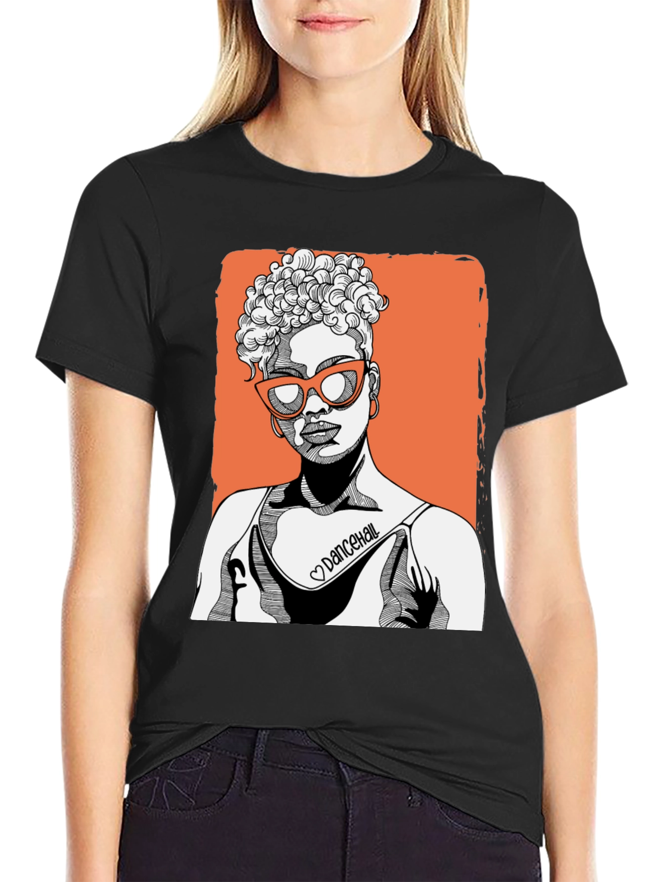 Trendy Woman Graphic Tee - Black
