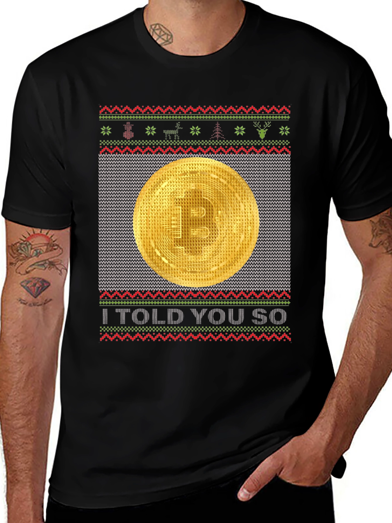 Bitcoin Ugly Christmas Sweater T-Shirt