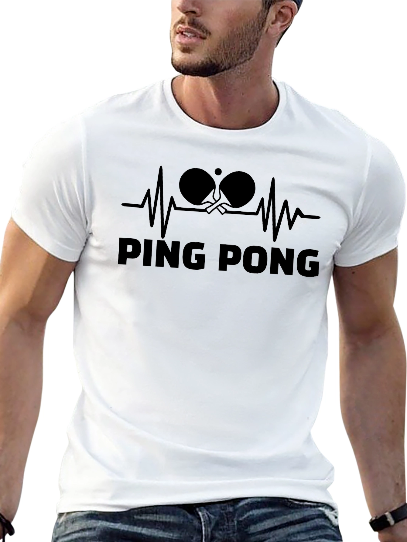 Ping Pong Heartbeat T-Shirt - Table Tennis Design