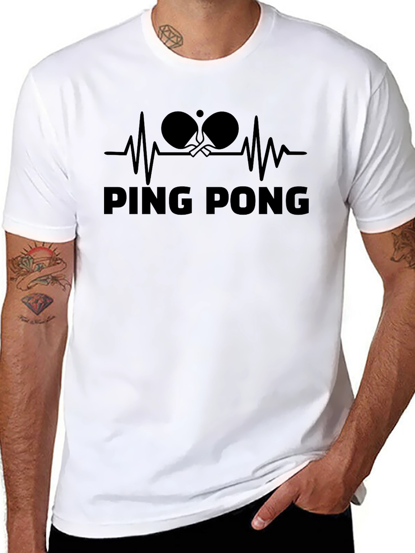 Ping Pong Heartbeat T-Shirt - Table Tennis Design