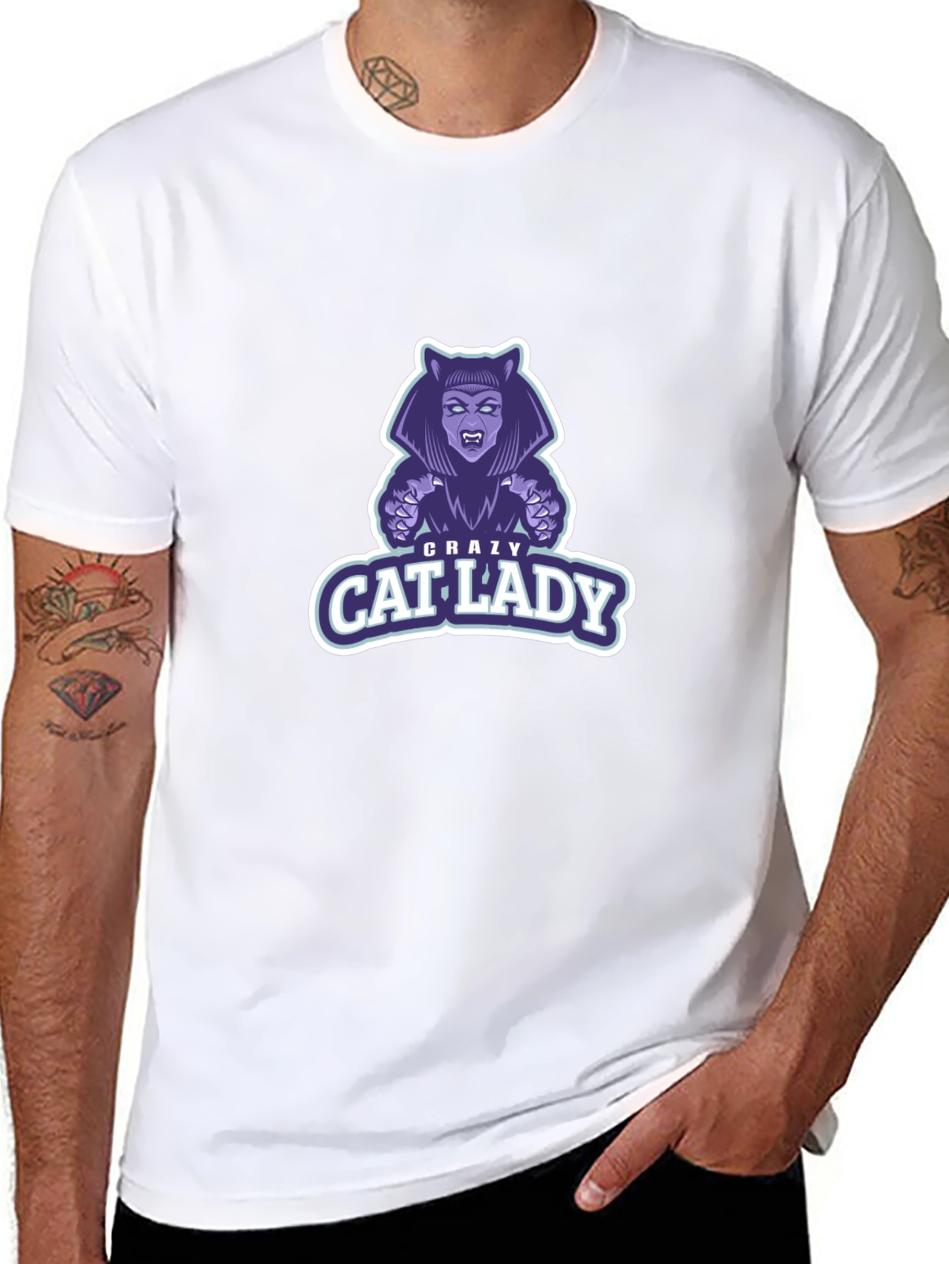 Crazy Cat Lady Graphic T-Shirt - Black