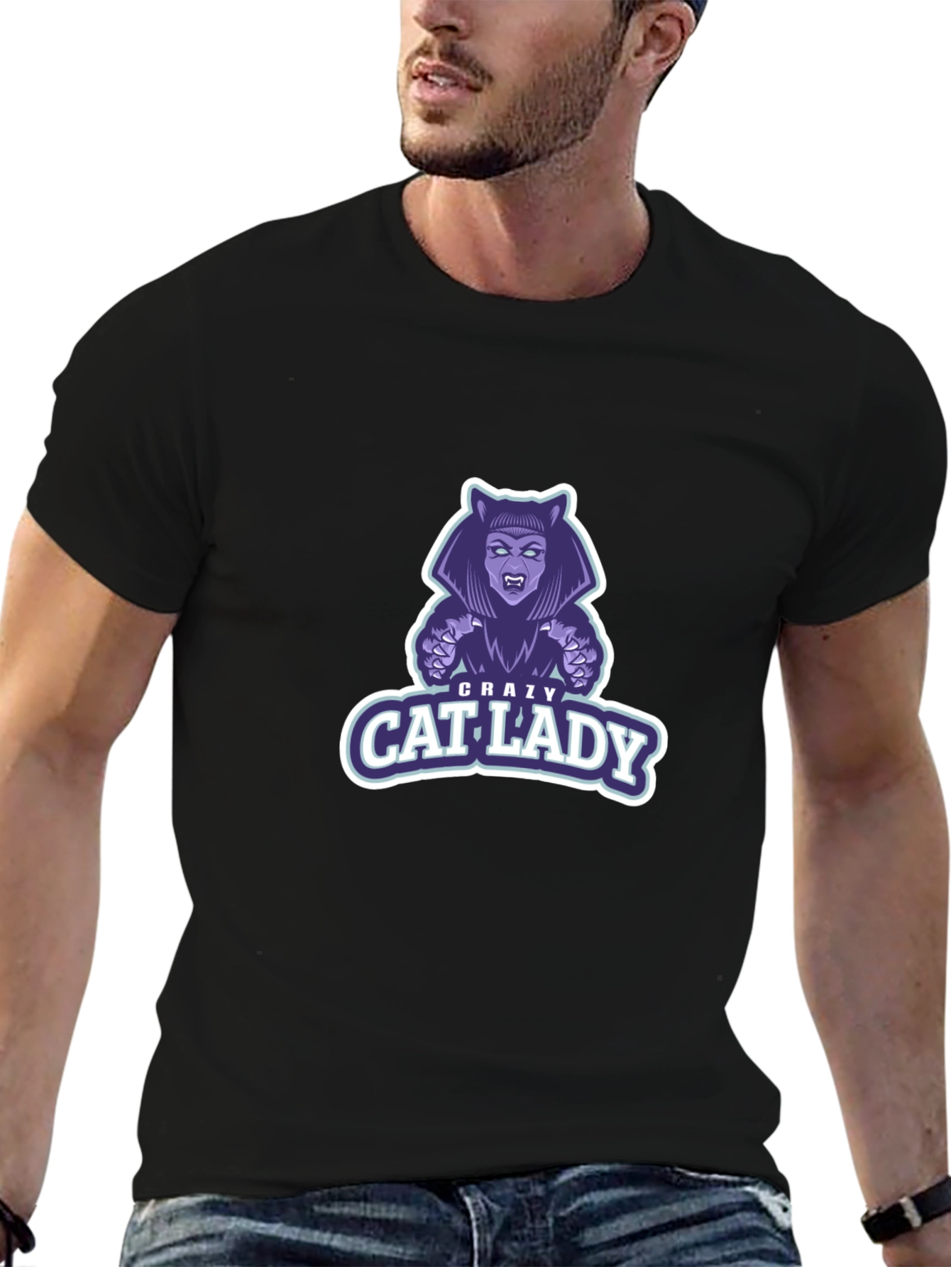 Crazy Cat Lady Graphic T-Shirt - Black