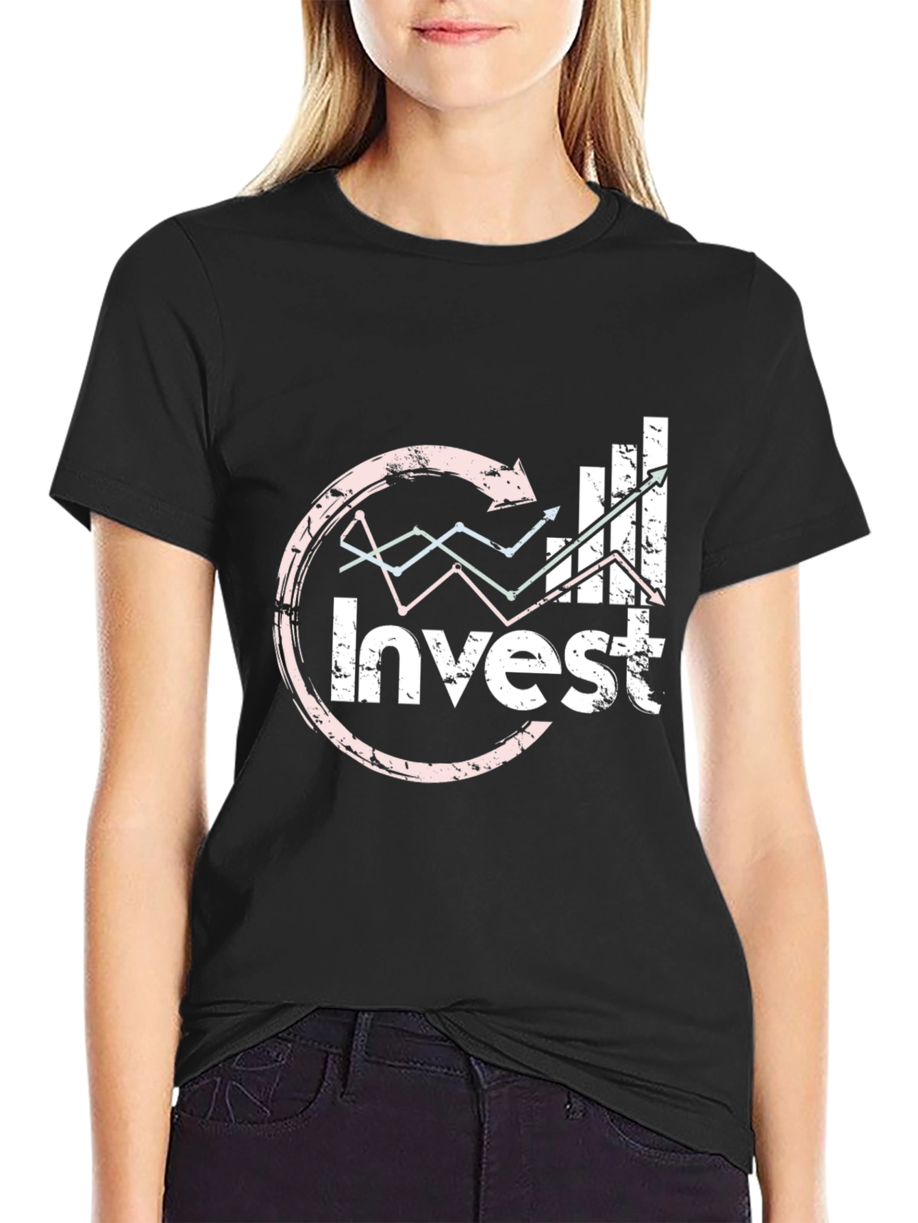 Invest Black Graphic Tee