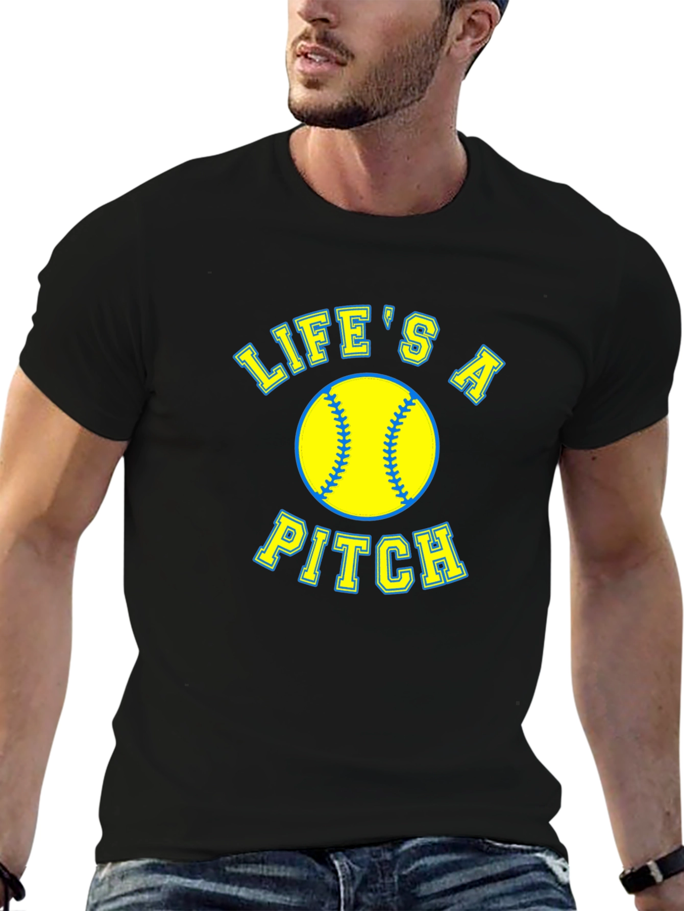 Lifes a Pitch Softball Graphic T-Shirt