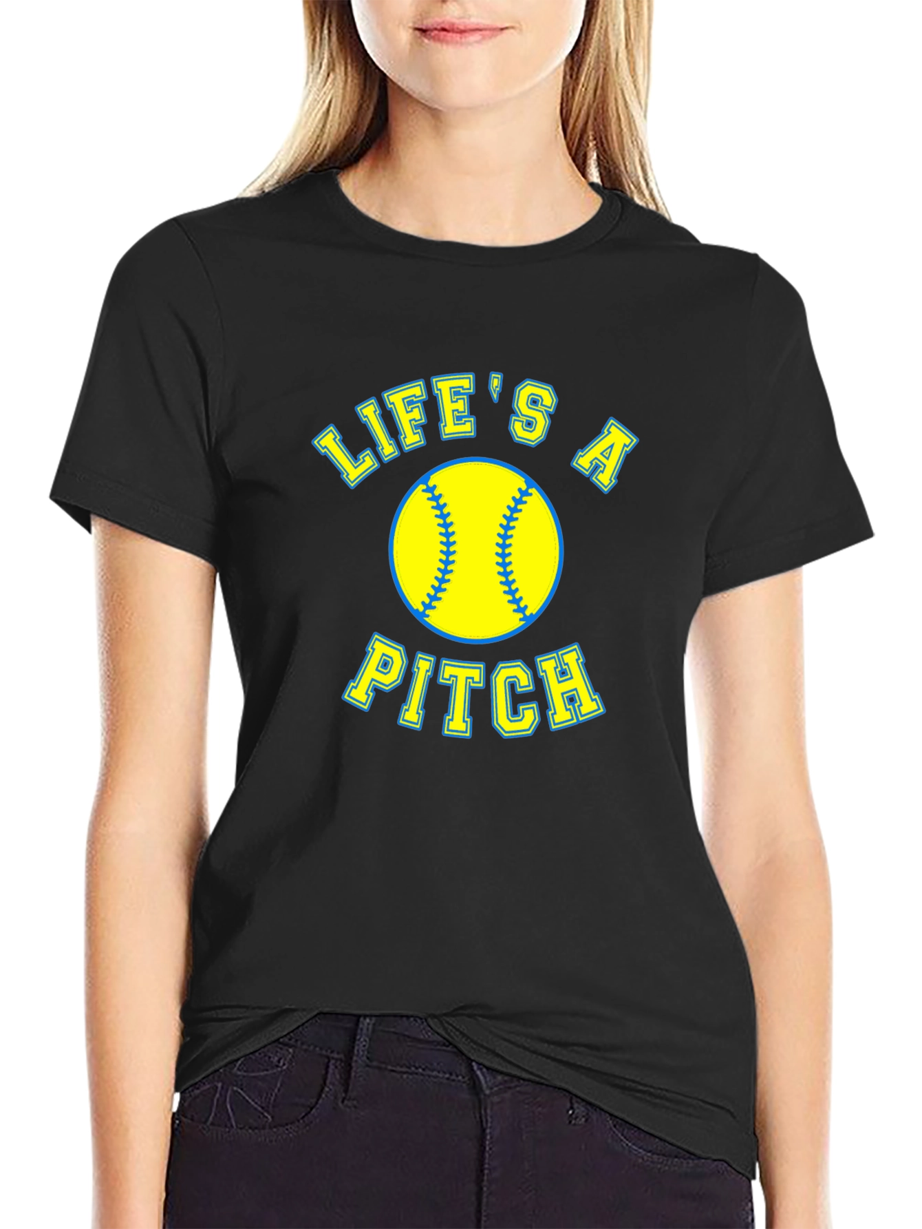 Lifes a Pitch Softball Graphic T-Shirt