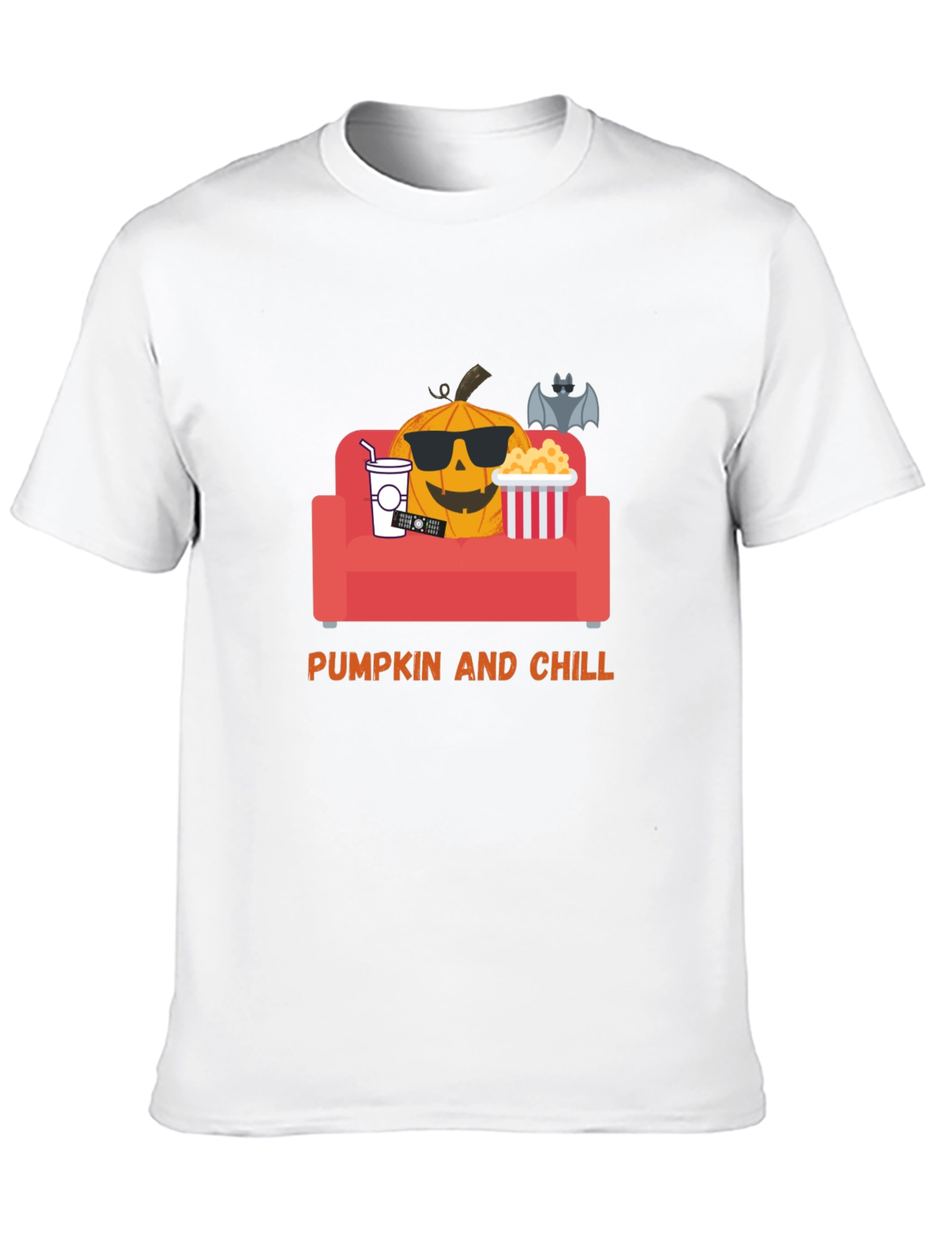 Pumpkin and Chill Graphic Tee - Relaxed Halloween Shirt