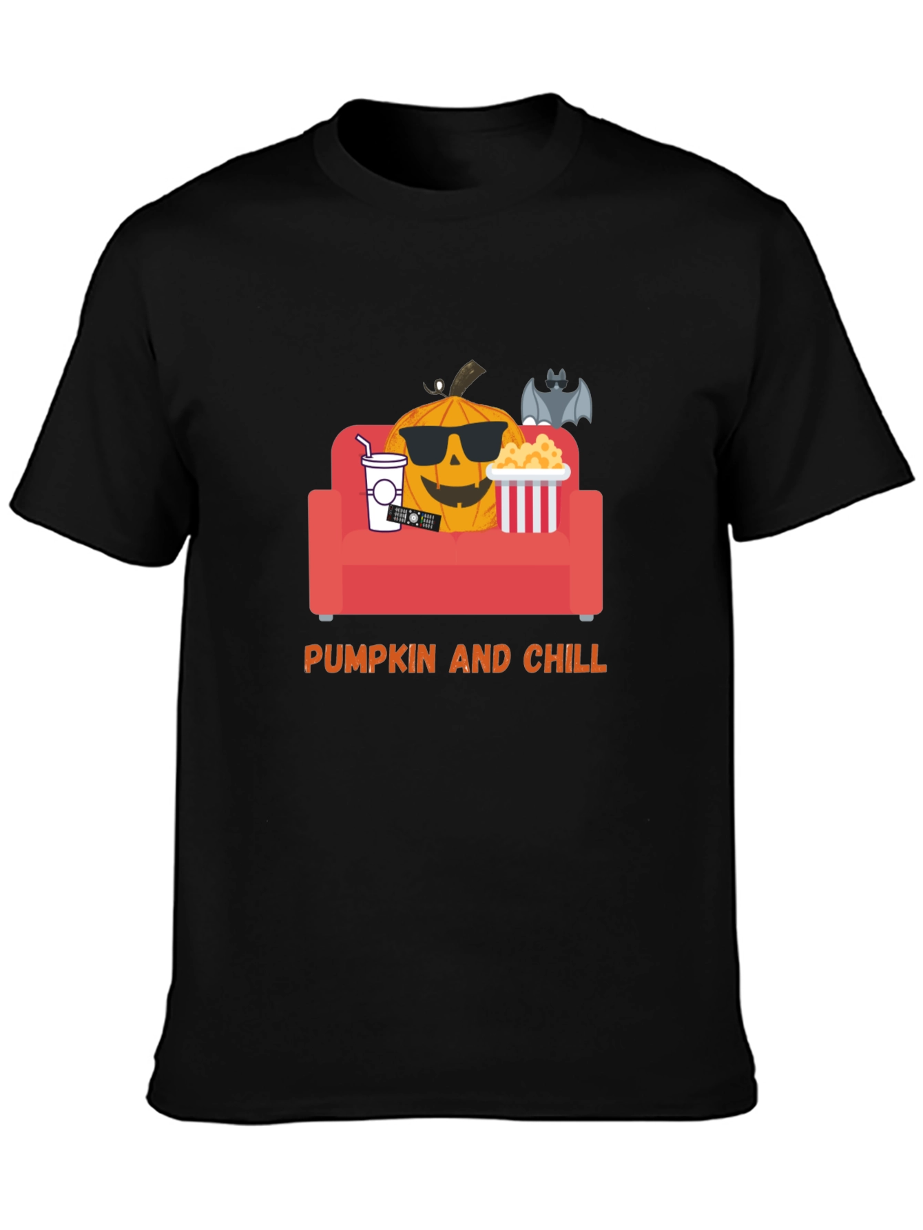 Pumpkin and Chill Graphic Tee - Relaxed Halloween Shirt