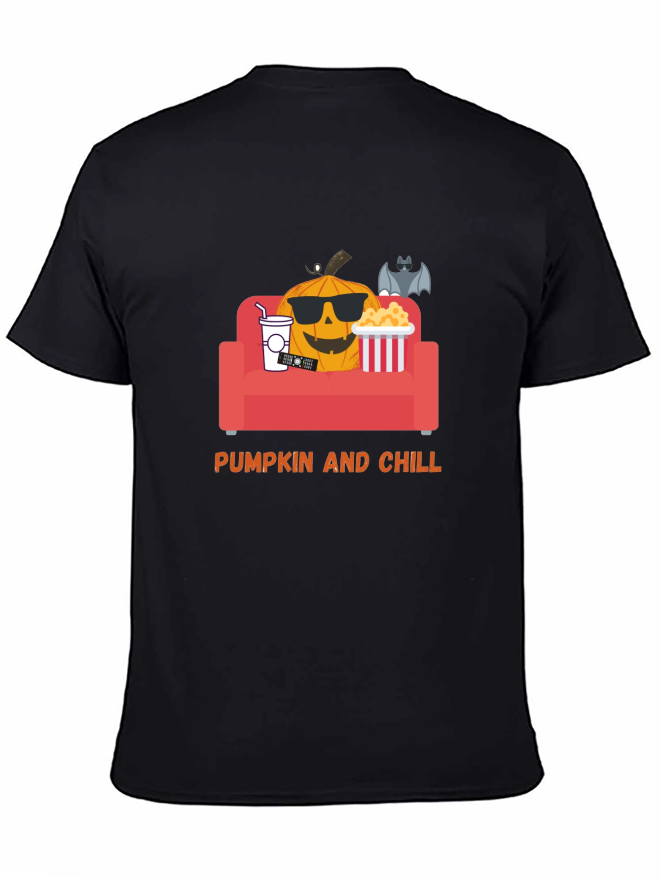 Pumpkin and Chill Graphic Tee - Relaxed Halloween Shirt