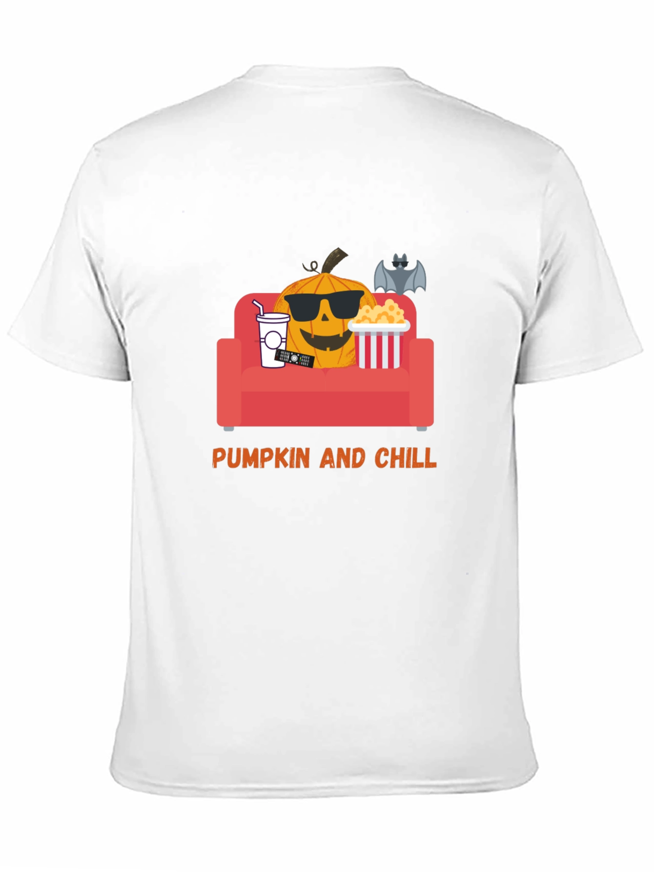 Pumpkin and Chill Graphic Tee - Relaxed Halloween Shirt