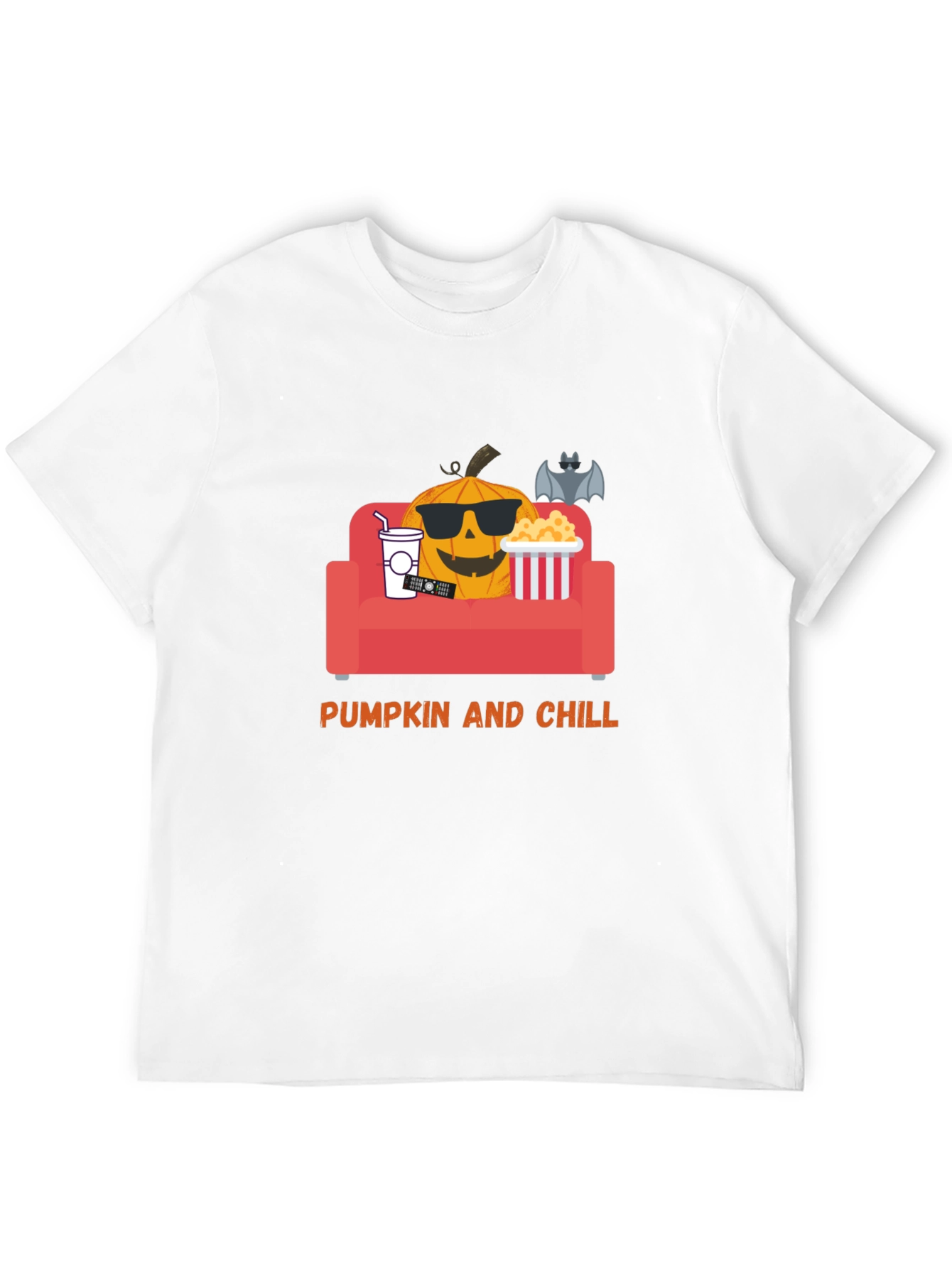 Pumpkin and Chill Graphic Tee - Relaxed Halloween Shirt