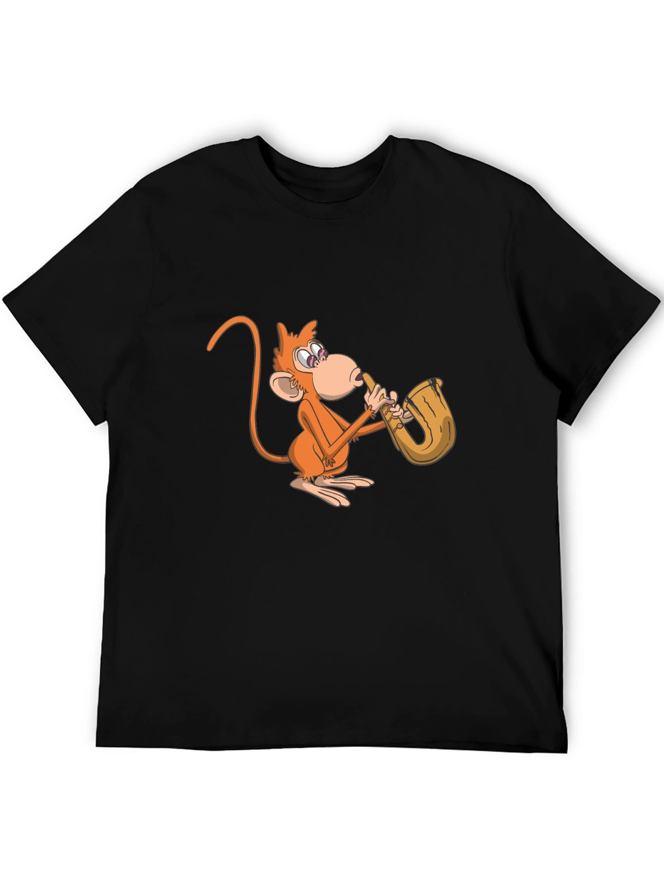 Monkey Saxophone Graphic Tee - Black Casual Shirt