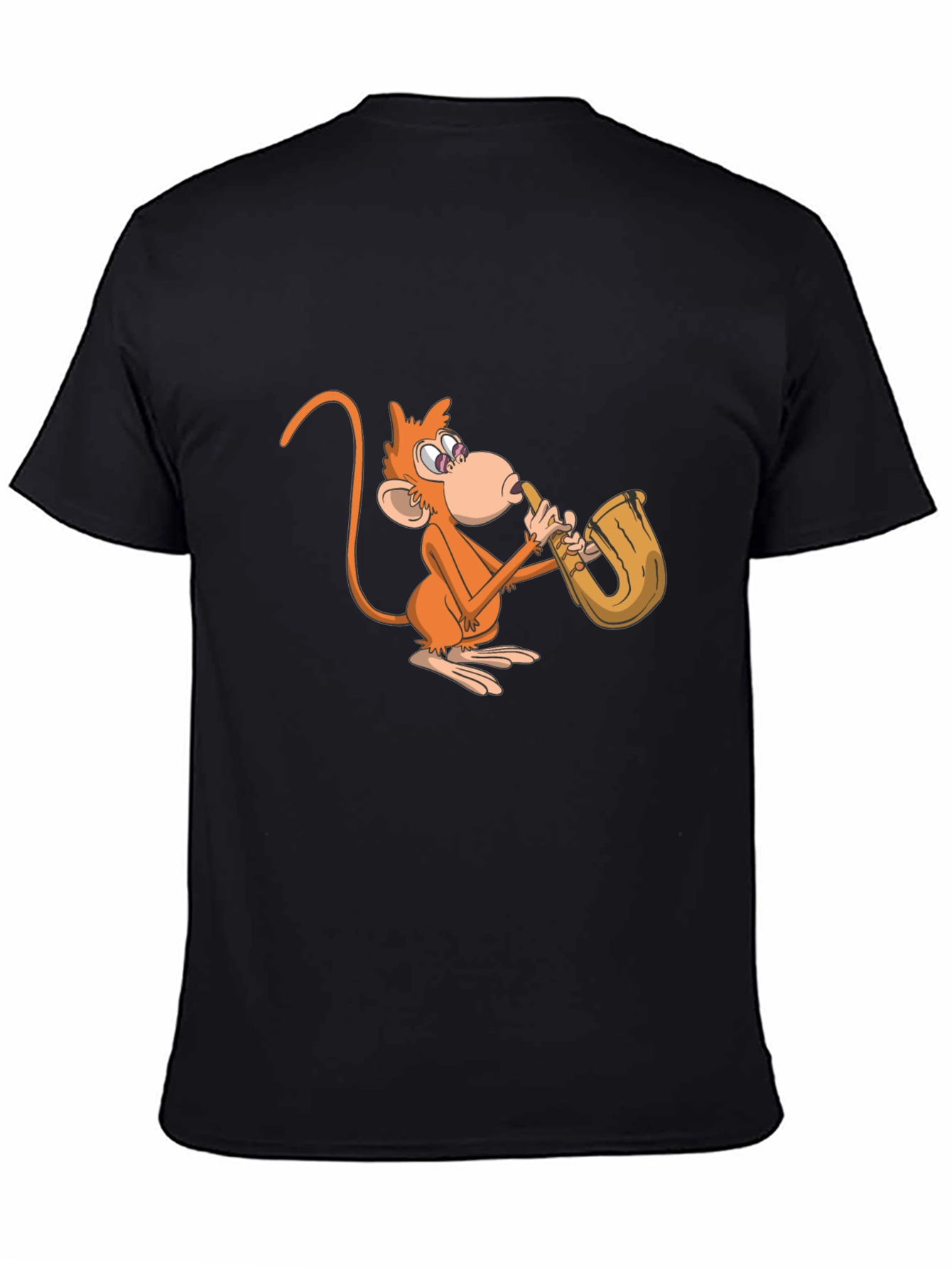 Monkey Saxophone Graphic Tee - Black Casual Shirt