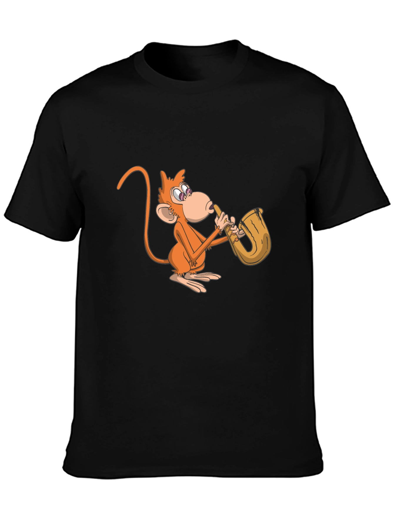 Monkey Saxophone Graphic Tee - Black Casual Shirt