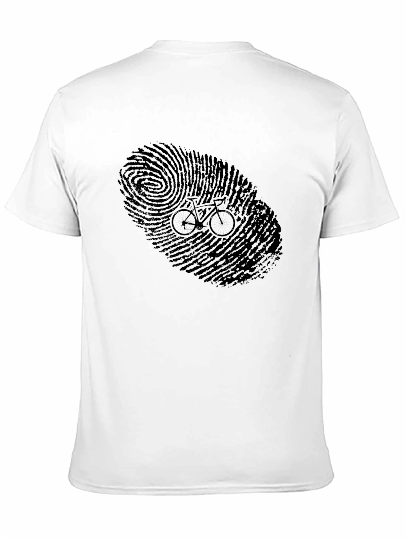 Fingerprint Bike Graphic Tee - Black Cotton Shirt