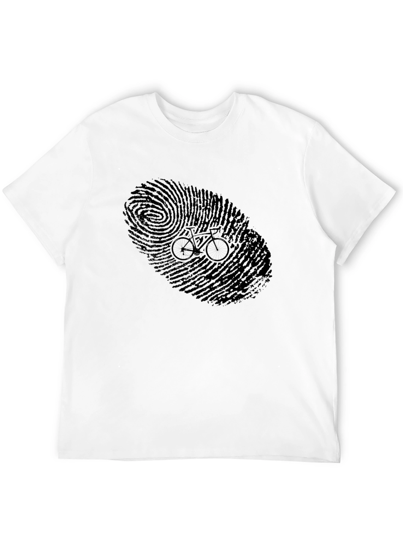 Fingerprint Bike Graphic Tee - Black Cotton Shirt
