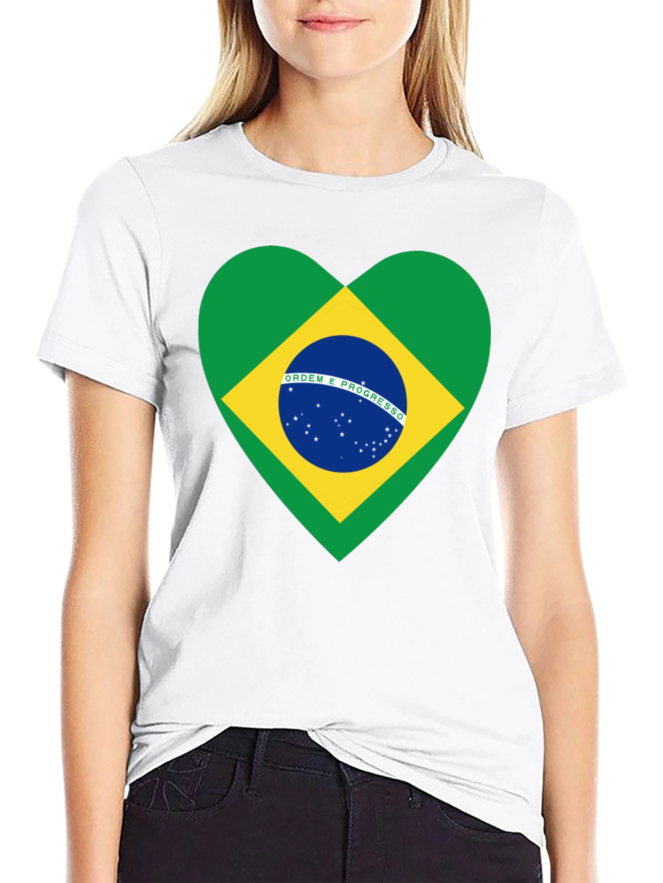 Brazil Flag Heart T-Shirt