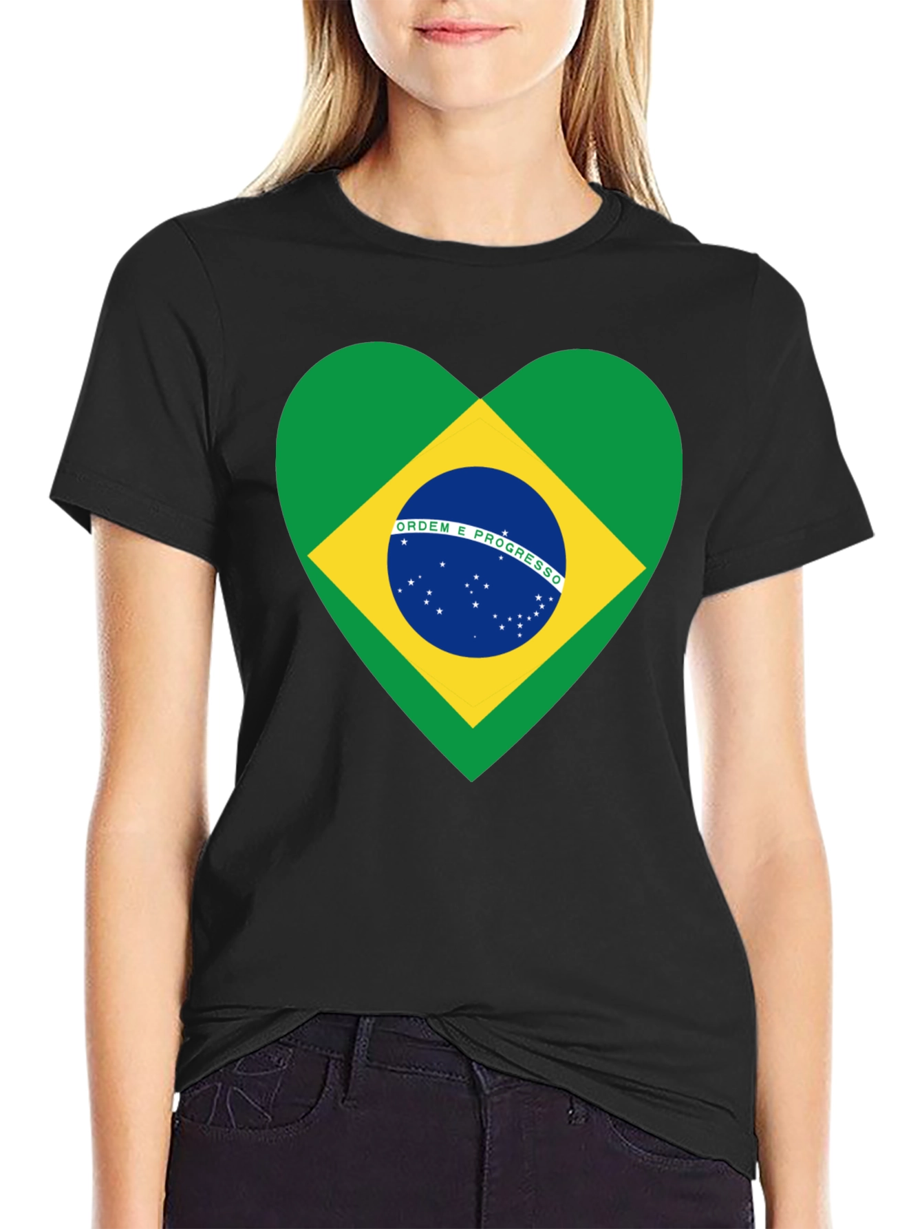 Brazil Flag Heart T-Shirt