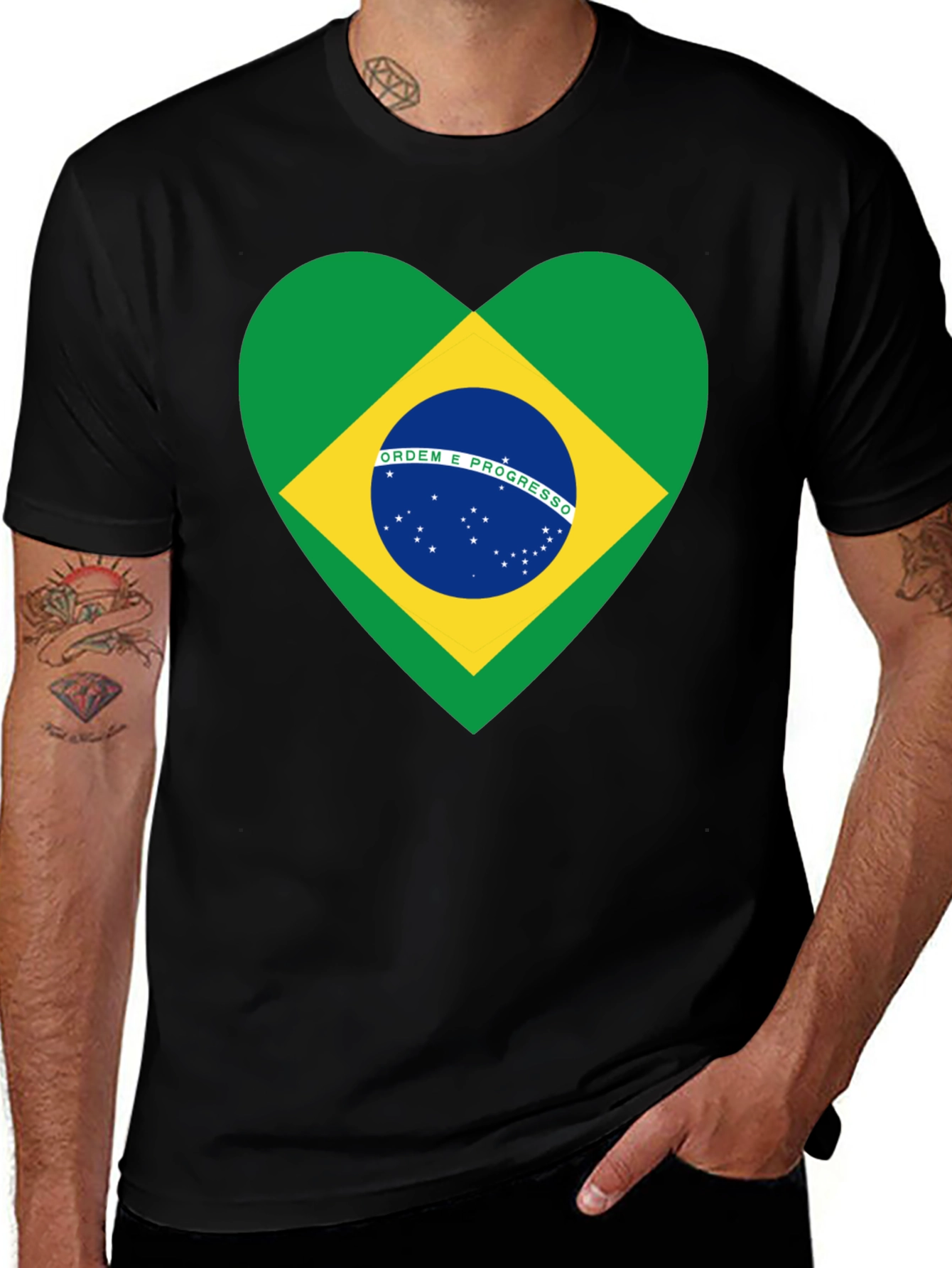 Brazil Flag Heart T-Shirt