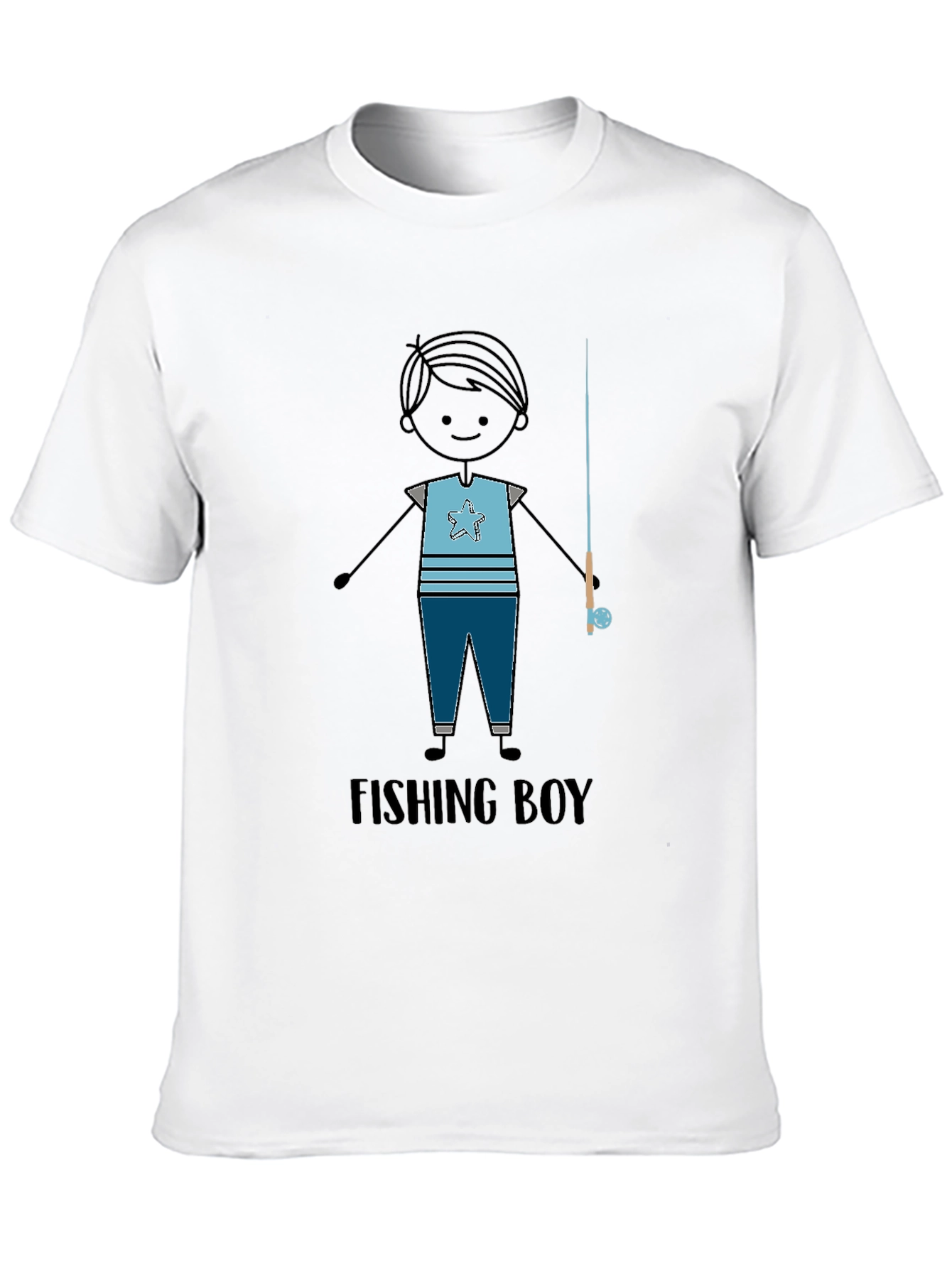 Fishing Boy Graphic Tee - Black T-Shirt