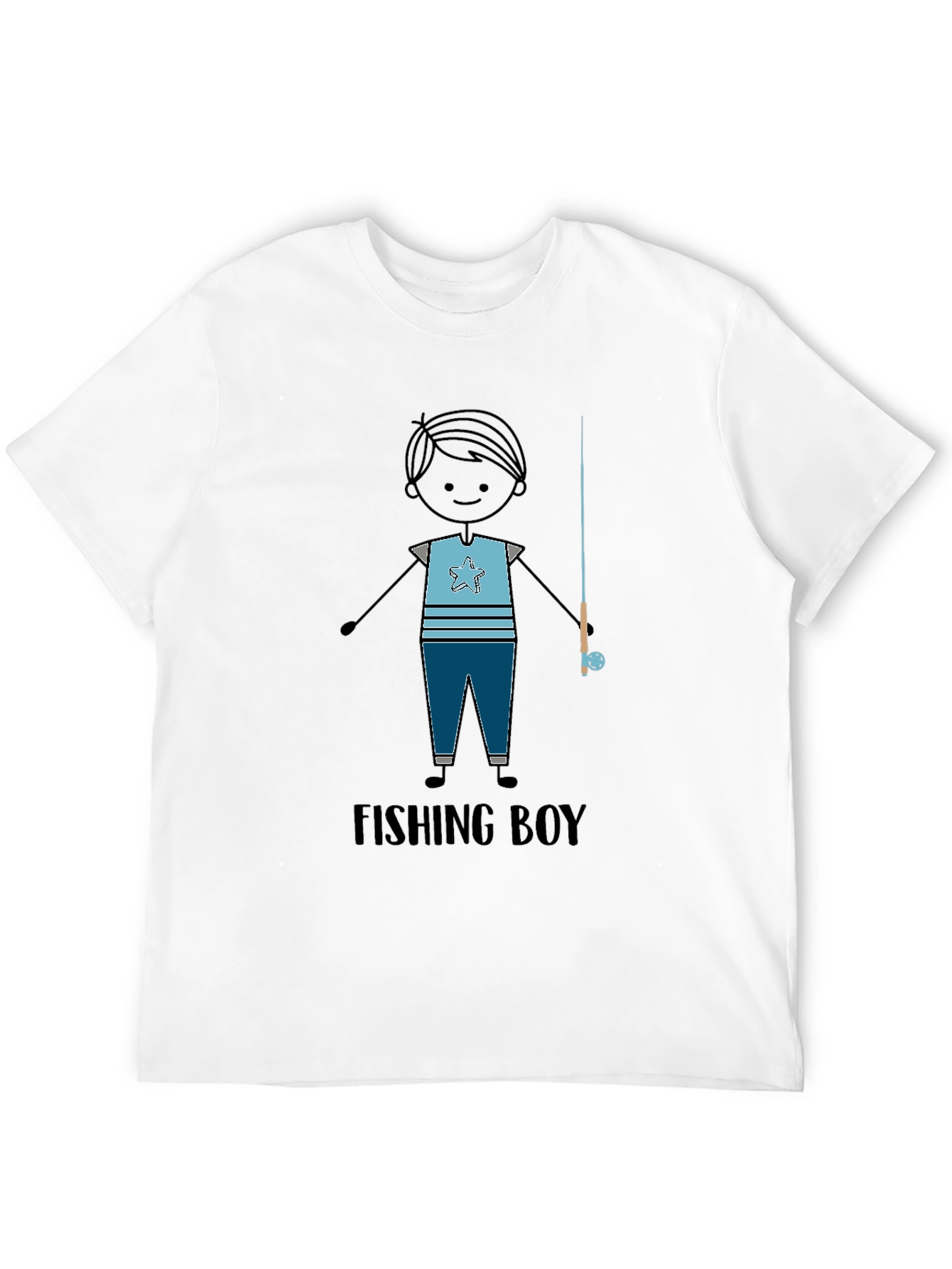 Fishing Boy Graphic Tee - Black T-Shirt