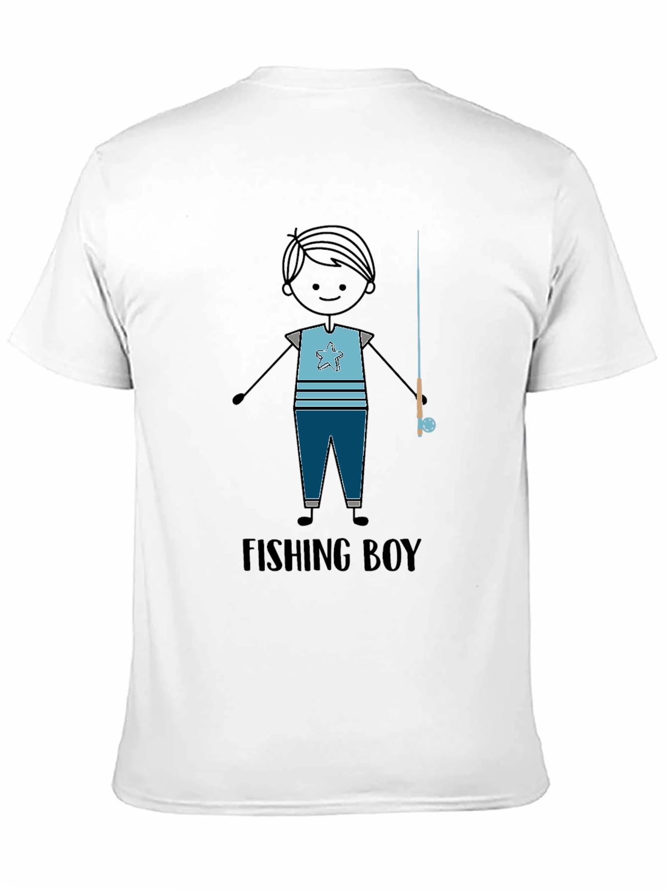 Fishing Boy Graphic Tee - Black T-Shirt