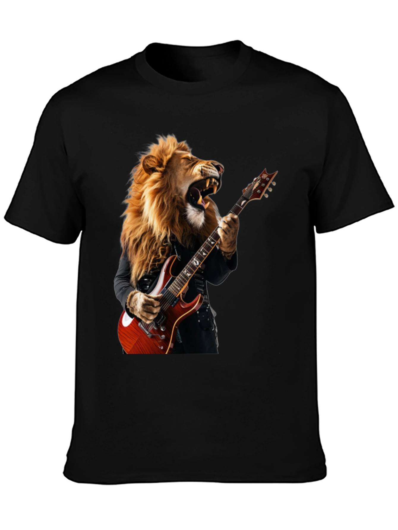 Lion Guitarist Graphic Tee - Rock Star Style T-Shirt