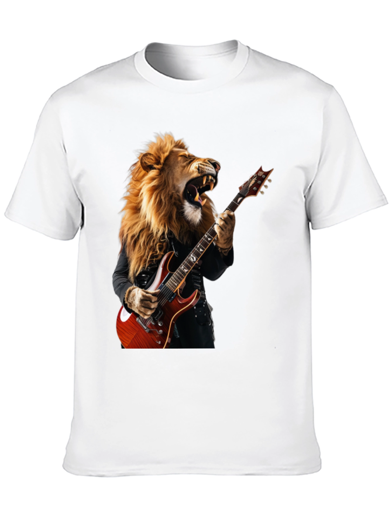 Lion Guitarist Graphic Tee - Rock Star Style T-Shirt