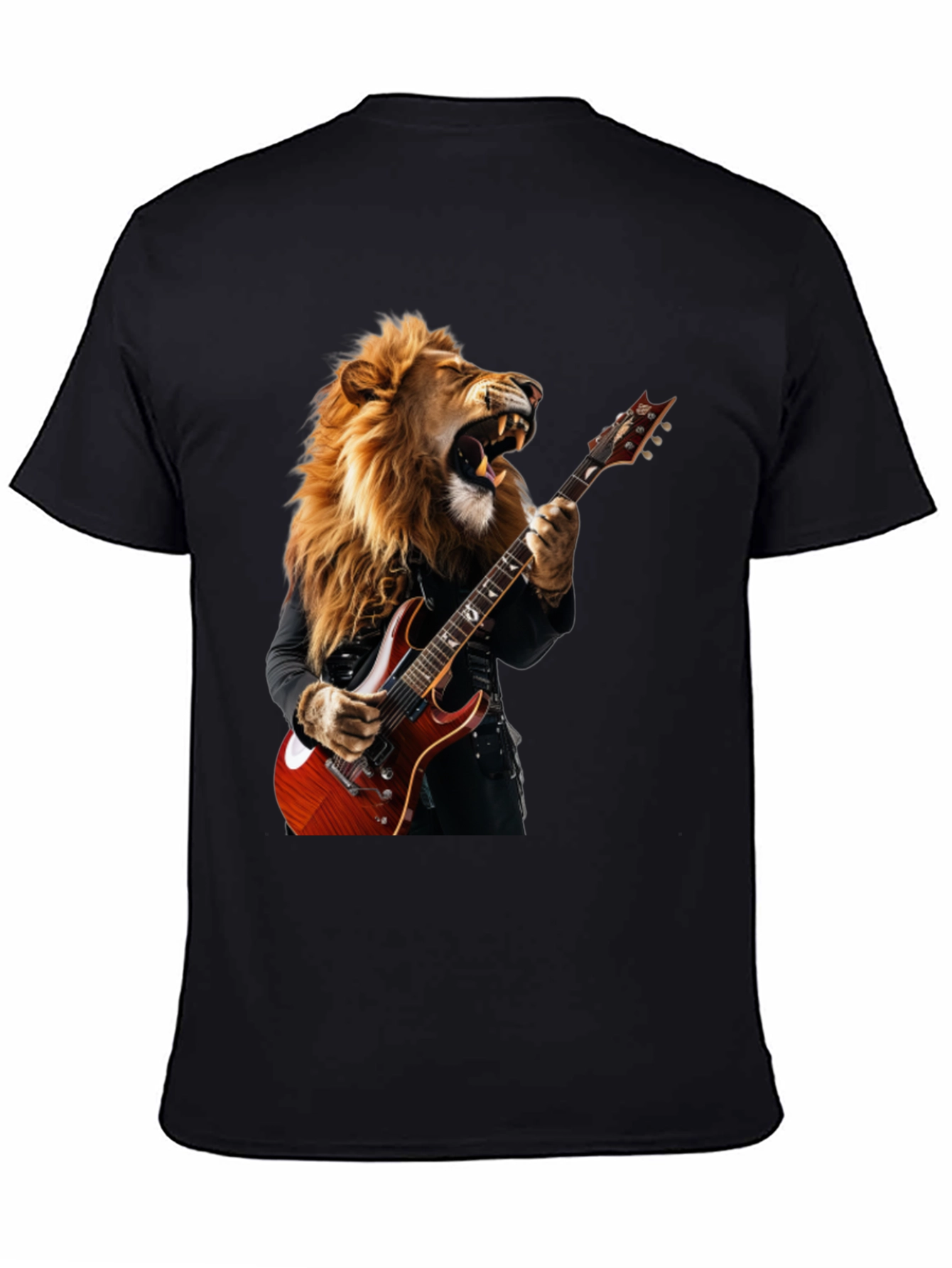 Lion Guitarist Graphic Tee - Rock Star Style T-Shirt