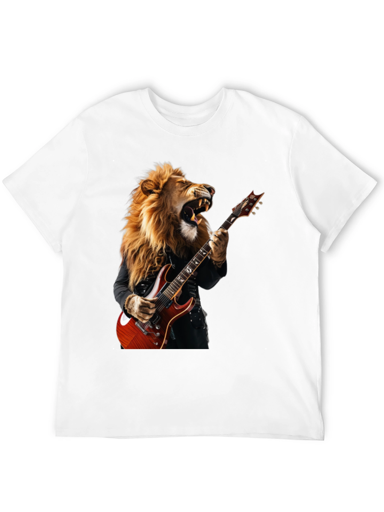 Lion Guitarist Graphic Tee - Rock Star Style T-Shirt