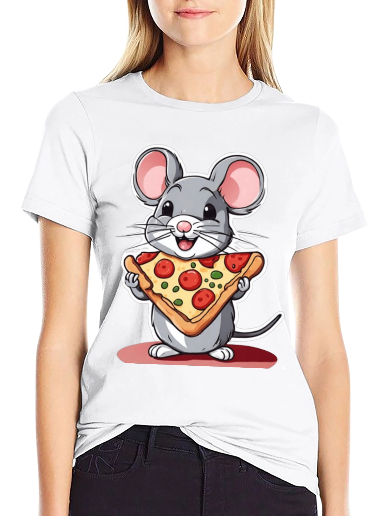 Cartoon Mouse Pizza Graphic Tee