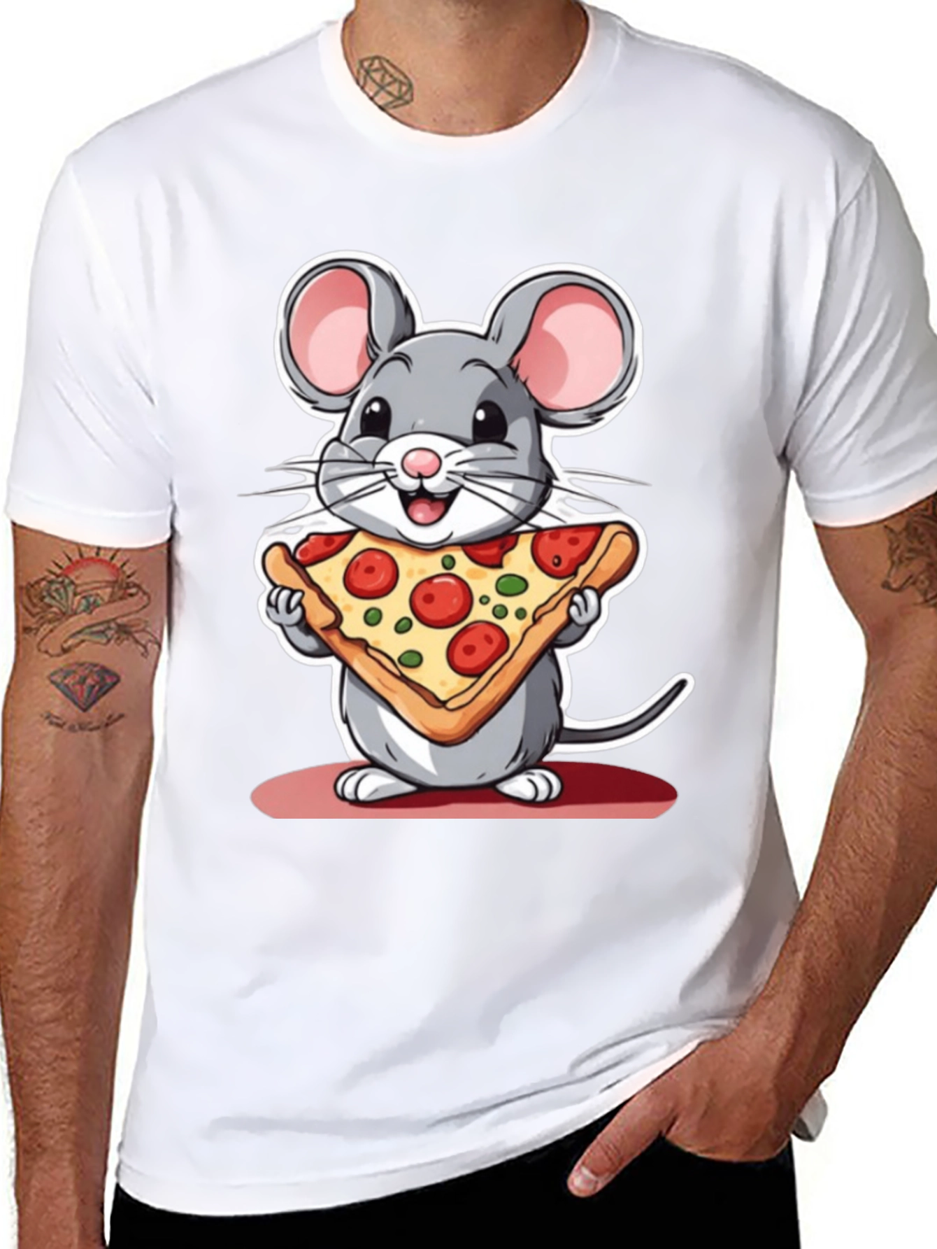 Cartoon Mouse Pizza Graphic Tee