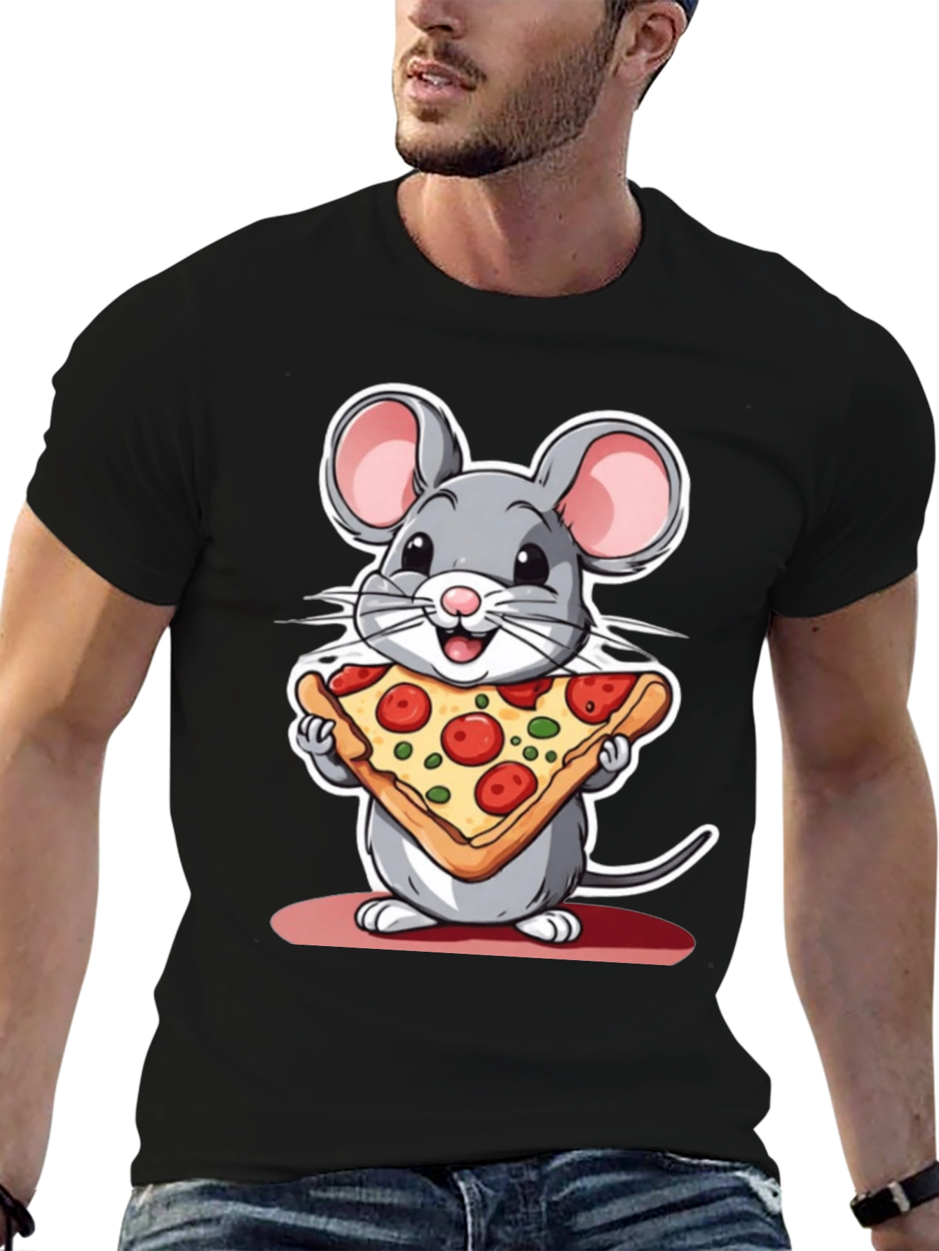 Cartoon Mouse Pizza Graphic Tee