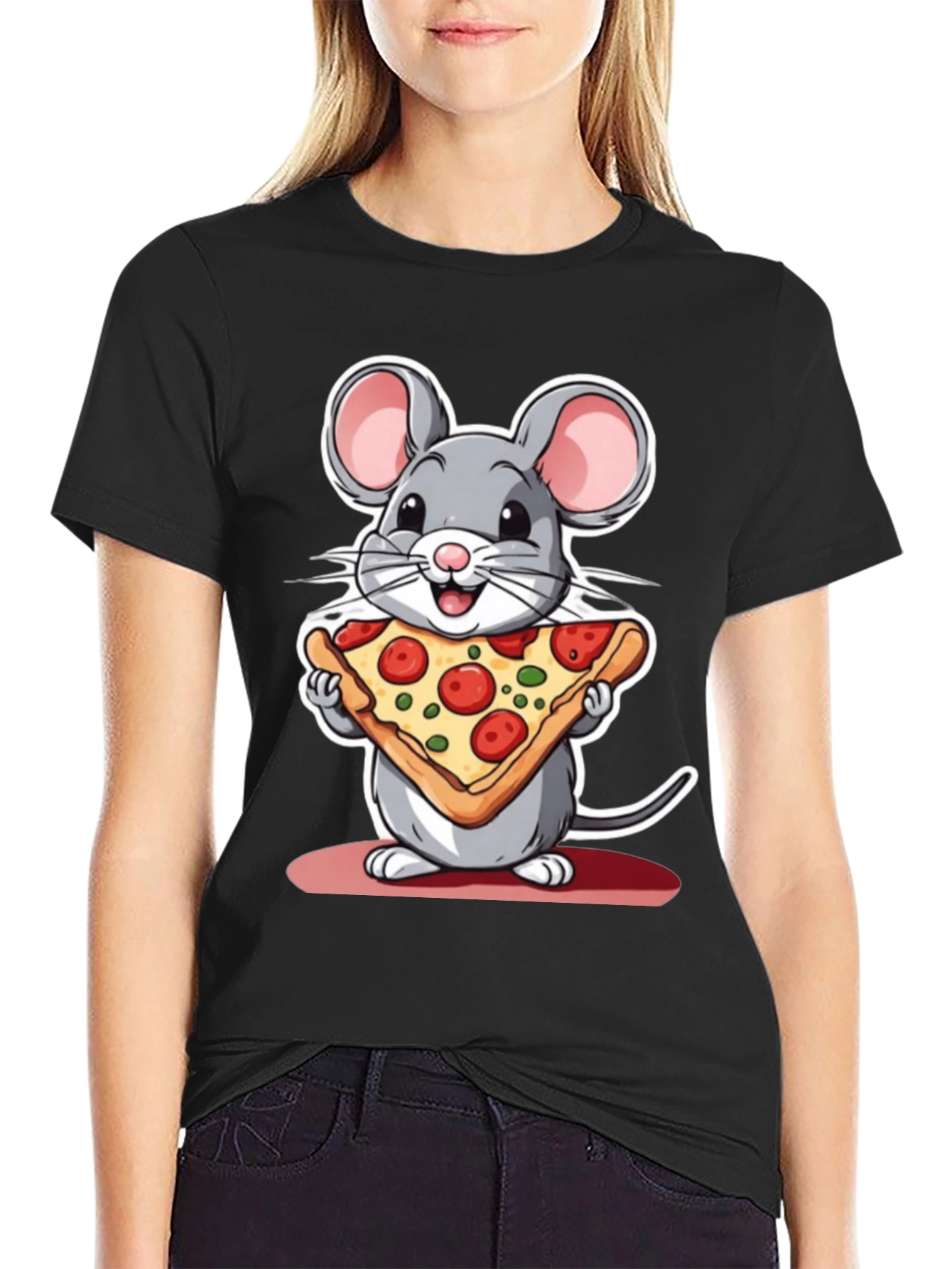 Cartoon Mouse Pizza Graphic Tee
