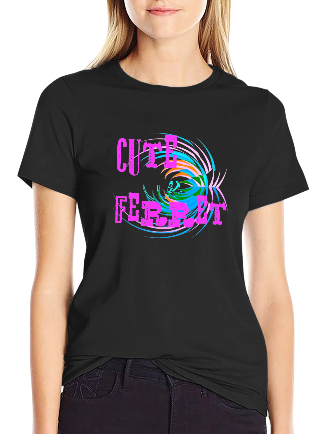 Cute Ferret Graphic T-Shirt - Funky Design