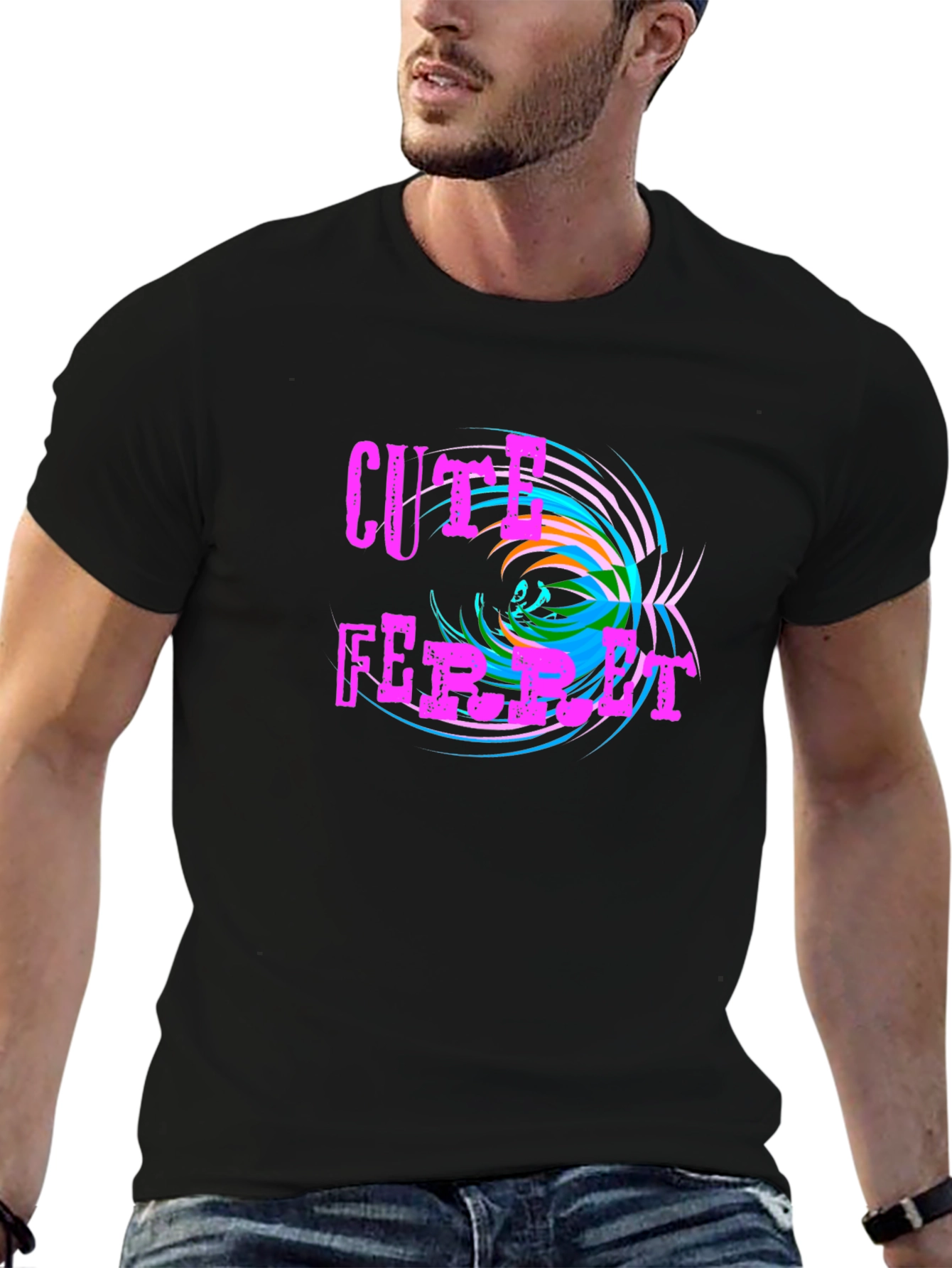 Cute Ferret Graphic T-Shirt - Funky Design