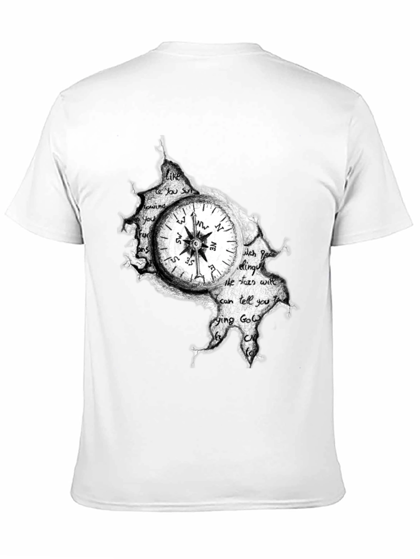 Compass Graphic Print Mens Black T-Shirt