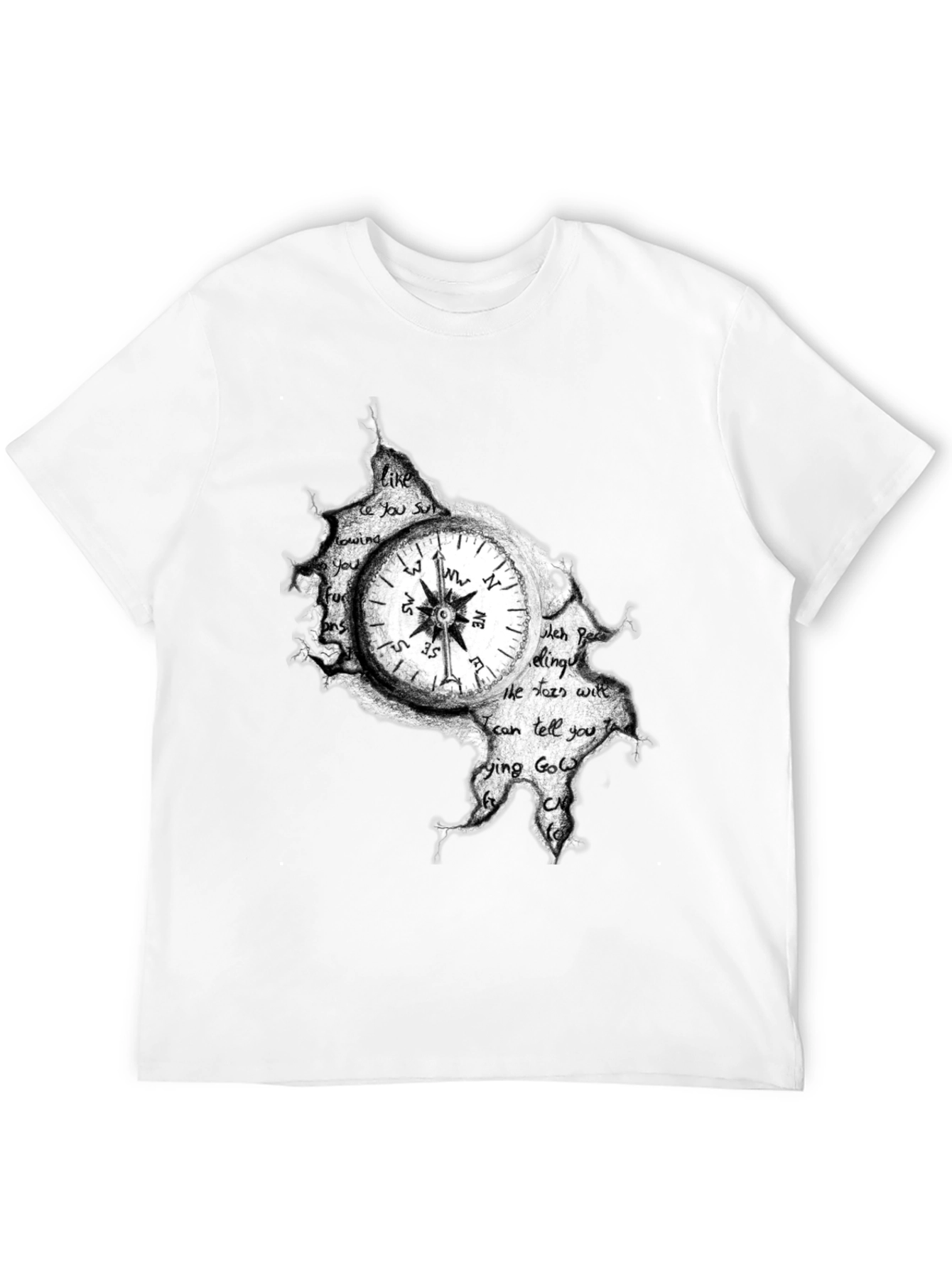 Compass Graphic Print Mens Black T-Shirt