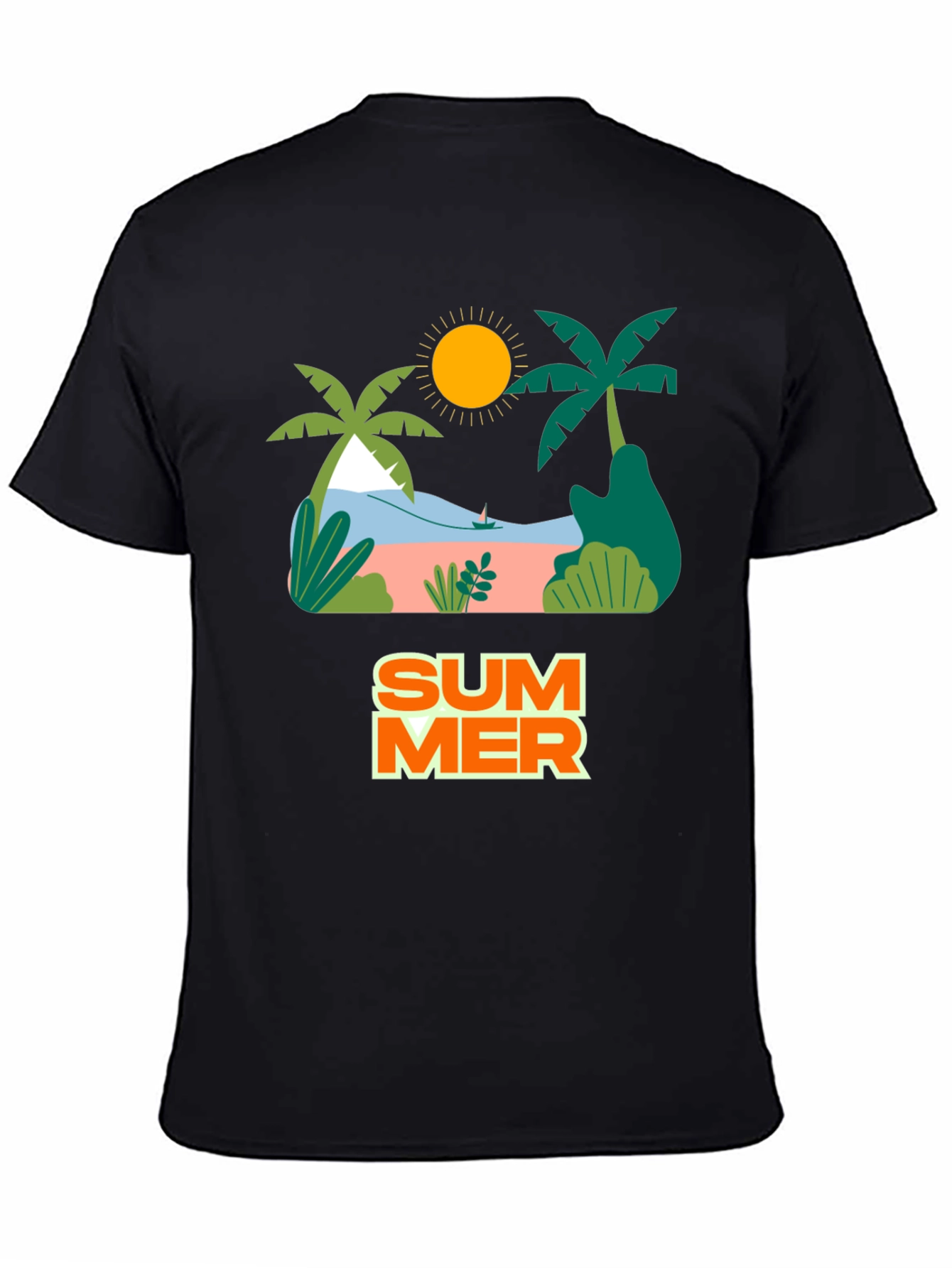 Summer Beach Graphic Tee - Black Casual Shirt