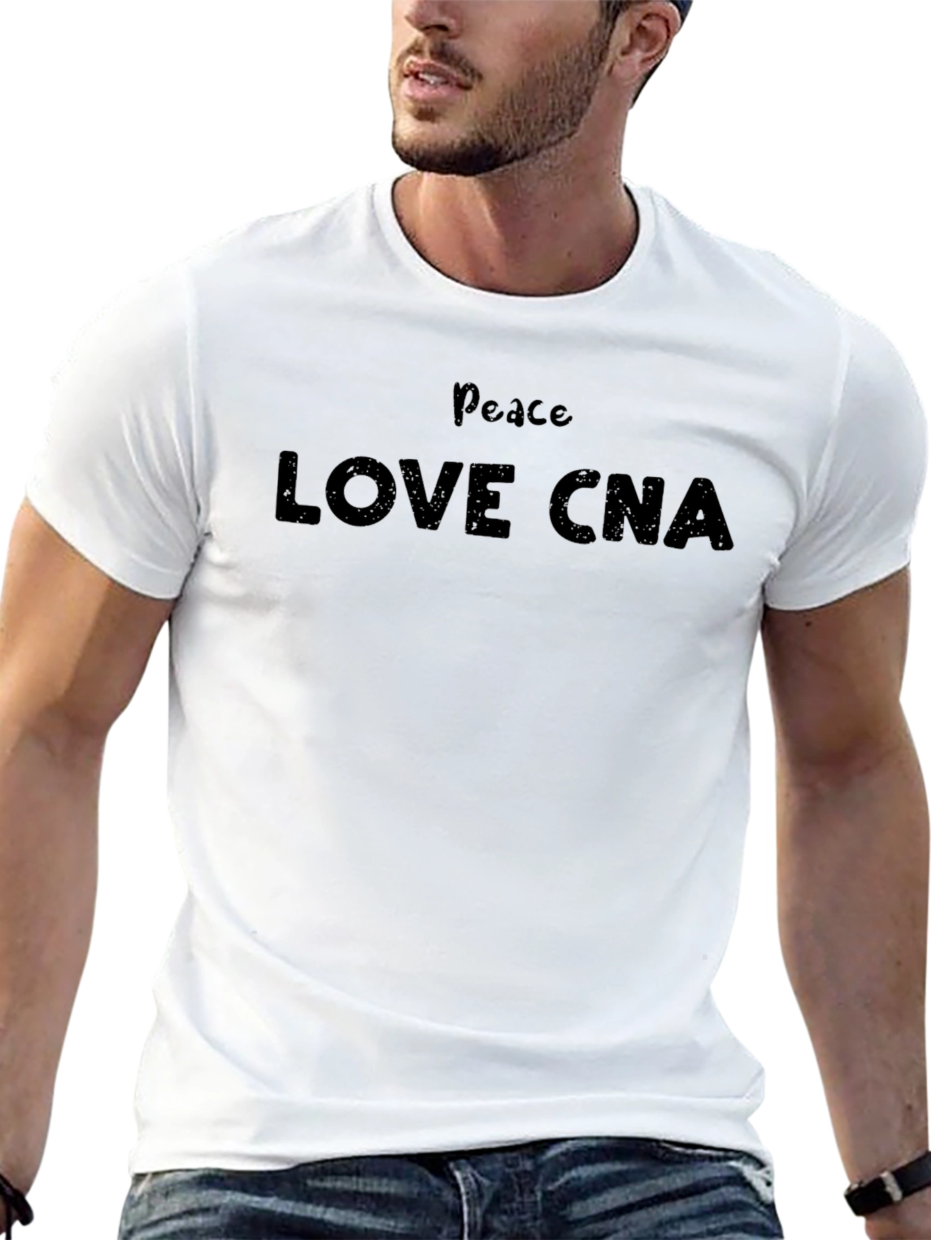 Peace Love CNA T-Shirt - Certified Nursing Assistant Apparel