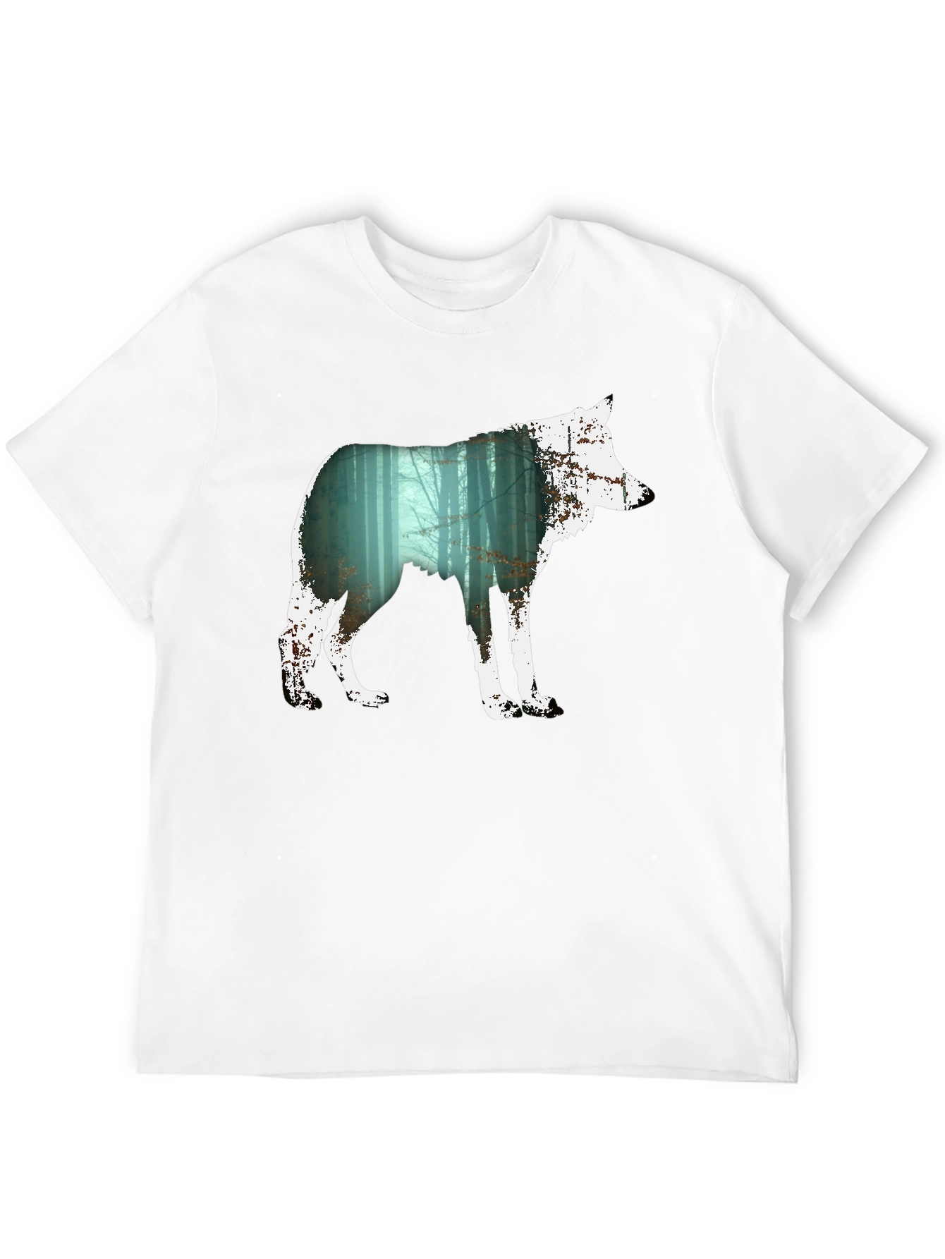 Wolf Silhouette Forest Graphic Tee - Black