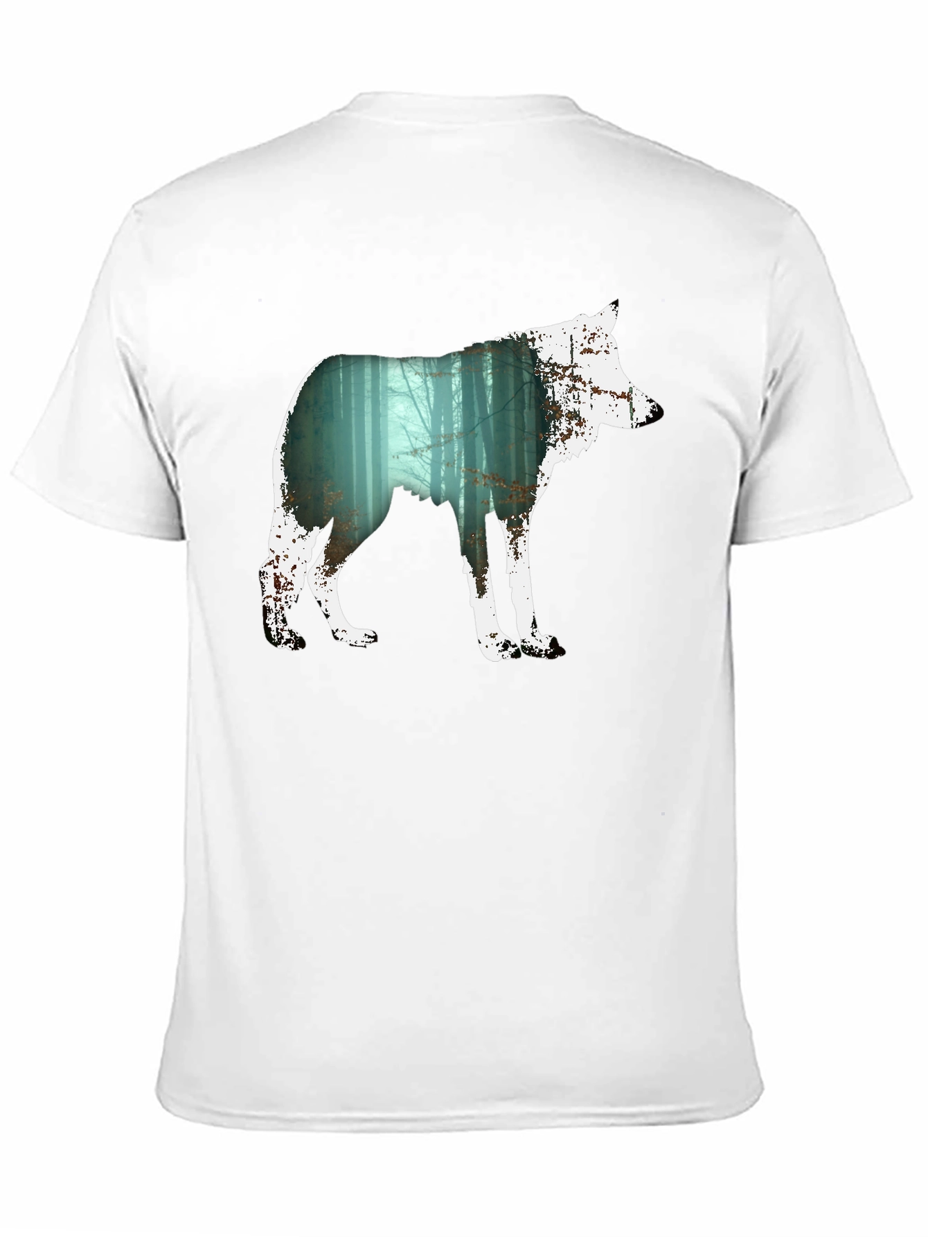 Wolf Silhouette Forest Graphic Tee - Black