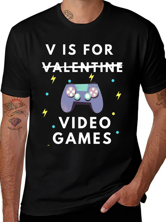 V is for Video Games T-Shirt - Gamer Valentines Day Tee
