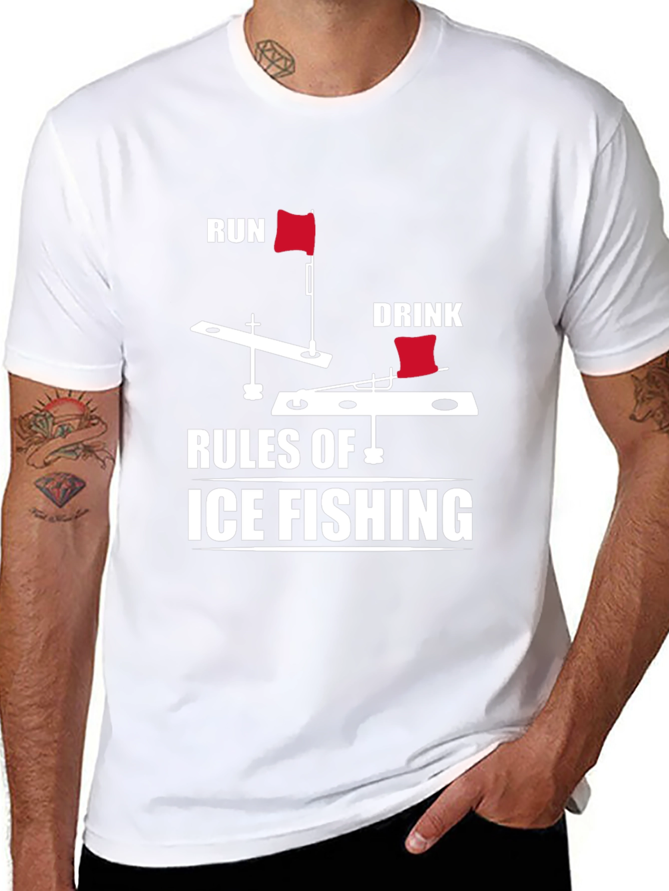 Ice Fishing Rules Graphic Tee - Run & Drink