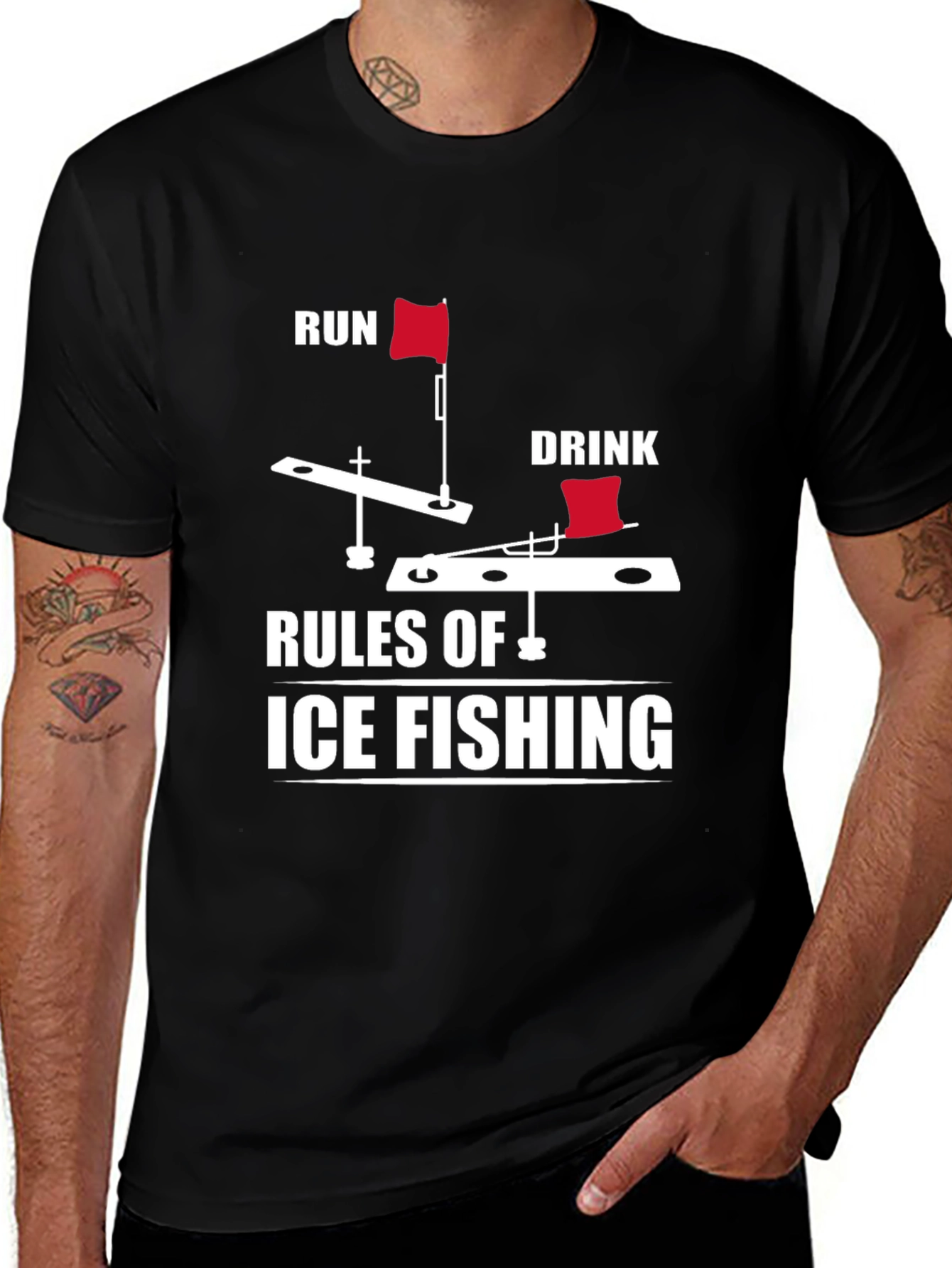 Ice Fishing Rules Graphic Tee - Run & Drink