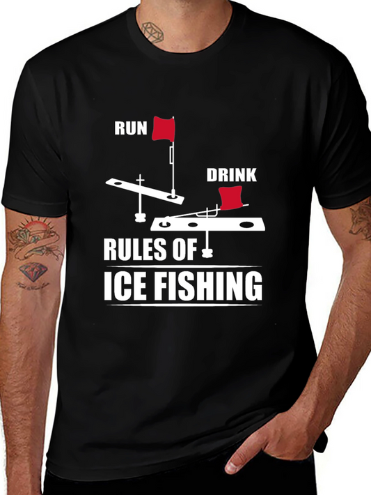 Ice Fishing Rules Graphic Tee - Run & Drink