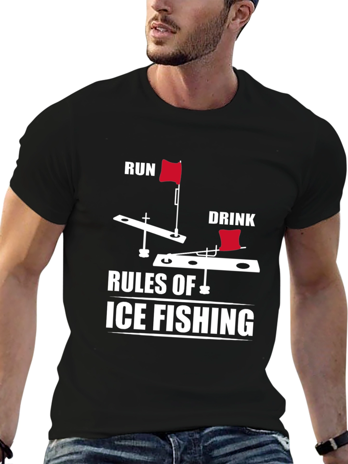 Ice Fishing Rules Graphic Tee - Run & Drink